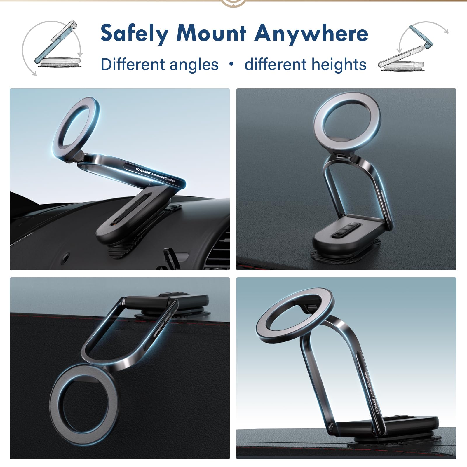 Coverado For Magsafe Car Mount, Magnetic Car Phone Holder, 360 Rotation Strong Magnet Car Phone Mount Dash Cell Phone Holders Fo