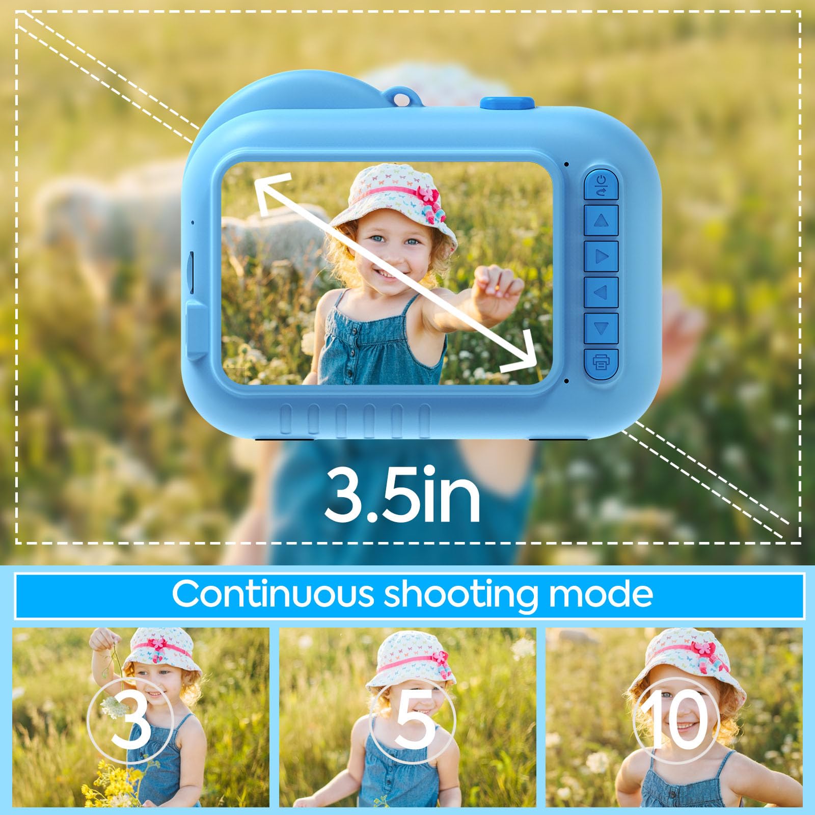 Kids Camera Instant Print 3.5 Inch, Instant Print Camera For Kids Print Photos, Toddler Kids Instant Print Digital Camera, 4 5 6