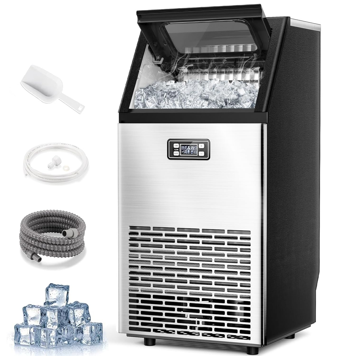 Joy Pebble V2.0 Commercial Ice Maker,100 Lbs,2 Way Add Water,Under Counter Ice Maker Self Cleaning,Ice Machine With 24 Hour Time