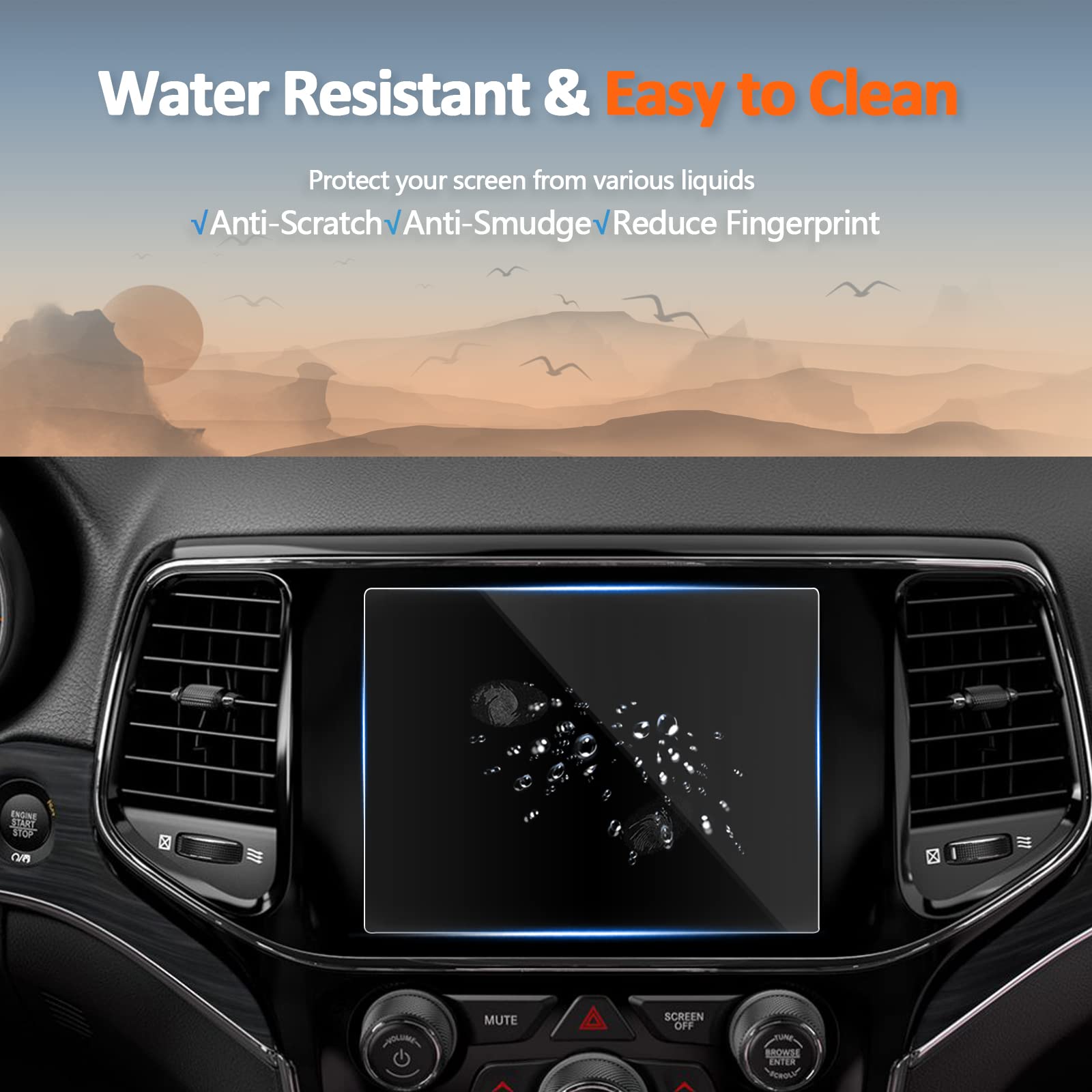 Cdefg Tempered Glass Screen Protector For 2023 2022 2021 2020 2019 Jeep Grand Cherokee L /2022 Compass 8.4 Inch Touch Screen Infotainment, Navigation Radio Information Display Protective Screen Film