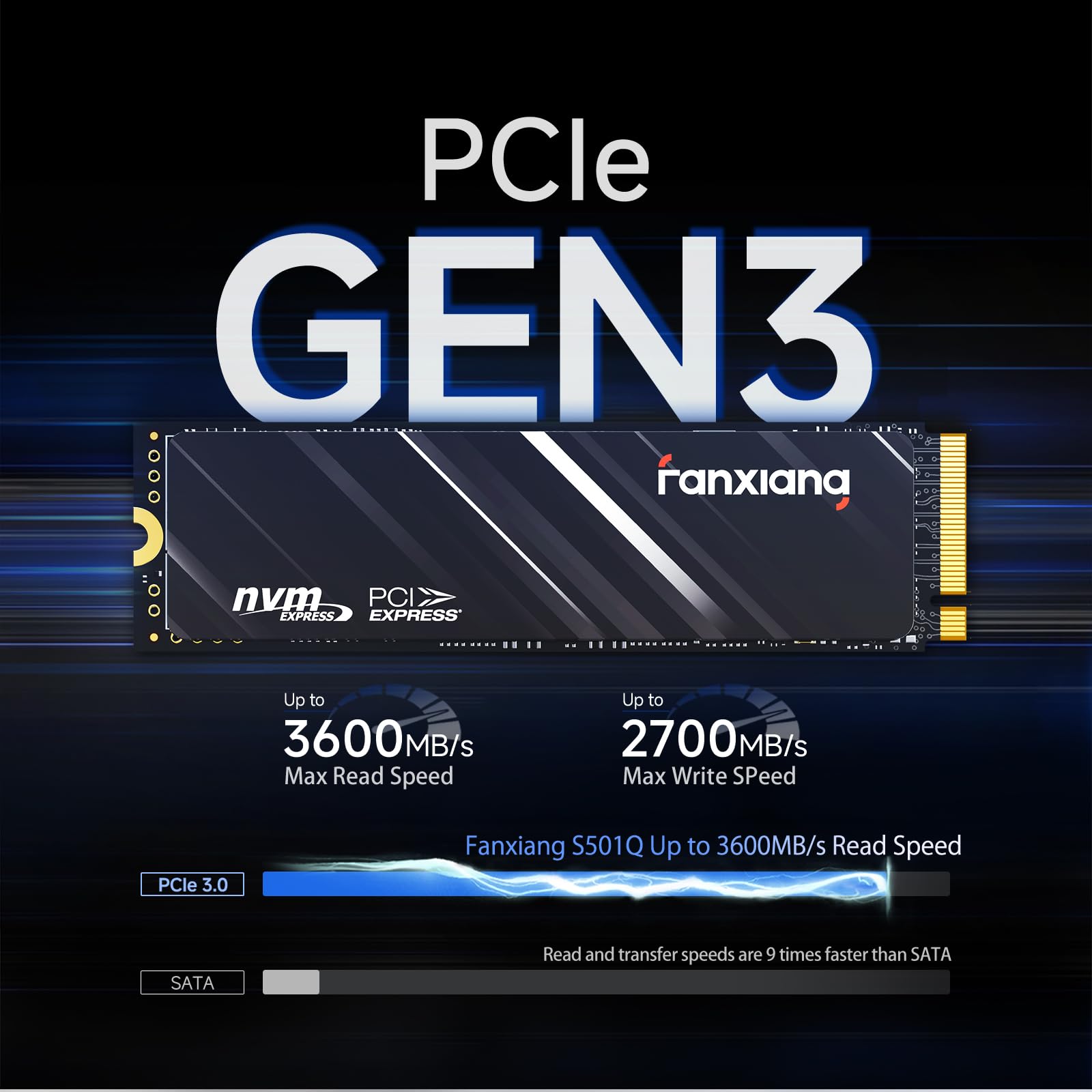 Fanxiang S501Q Ssd 1Tb Pcle 3.0X4 Internal Solid State Drive, Nvme M.2 2280 Internal Solid State Drive, Slc Cache 3D Nand Qlc Up