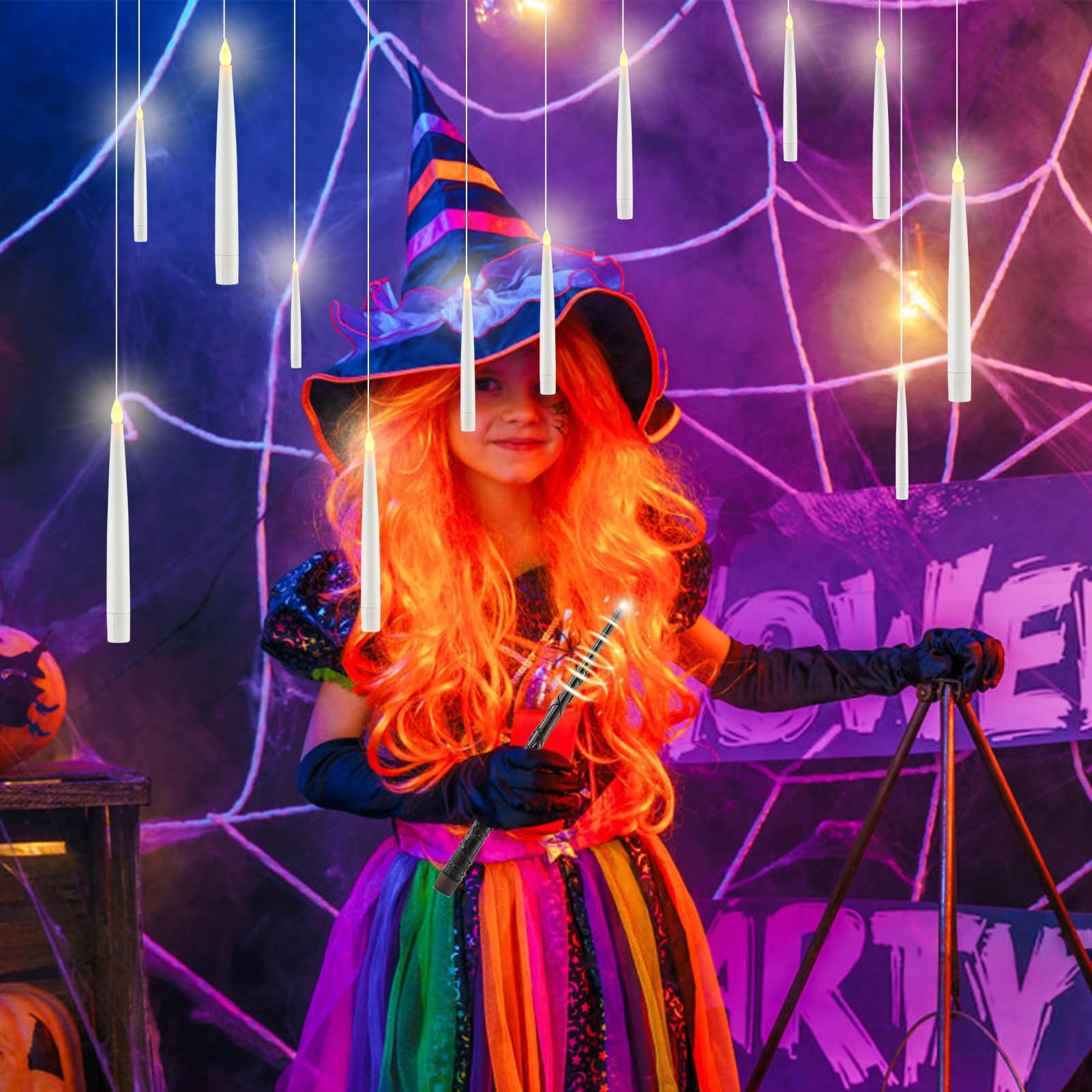 12 Pcs Floating Candles With Wand Remote   Christmas Decor Magic Hanging Candles Decorations, Flickering Flameless Led Candle Fo