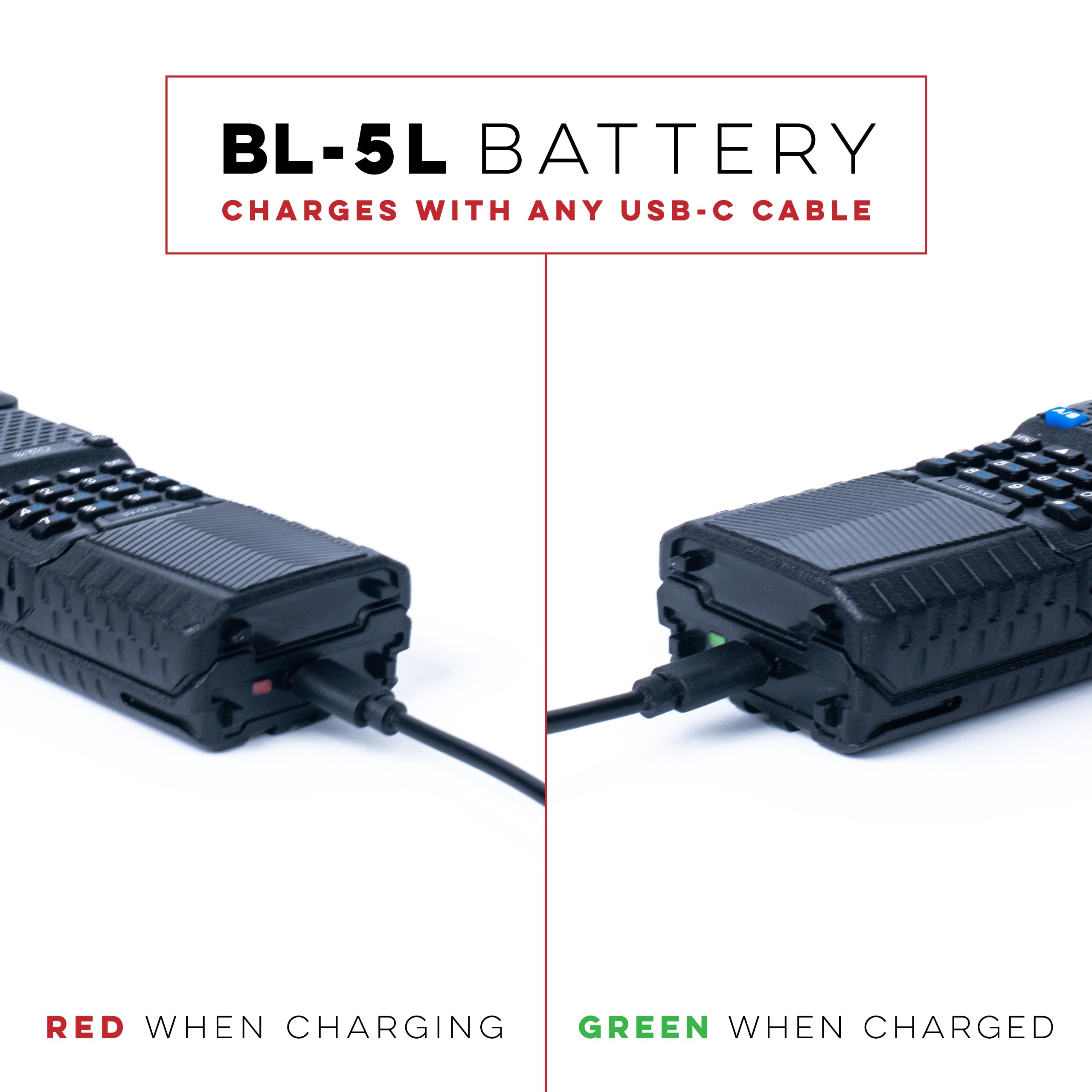 Btech Bl-5L 3800Mah Usb-C Charging Li-Ion Battery Pack, High Capacity Extended Battery For Uv-5X3, Bf-F8Hp, And Baofeng Uv-5R Se