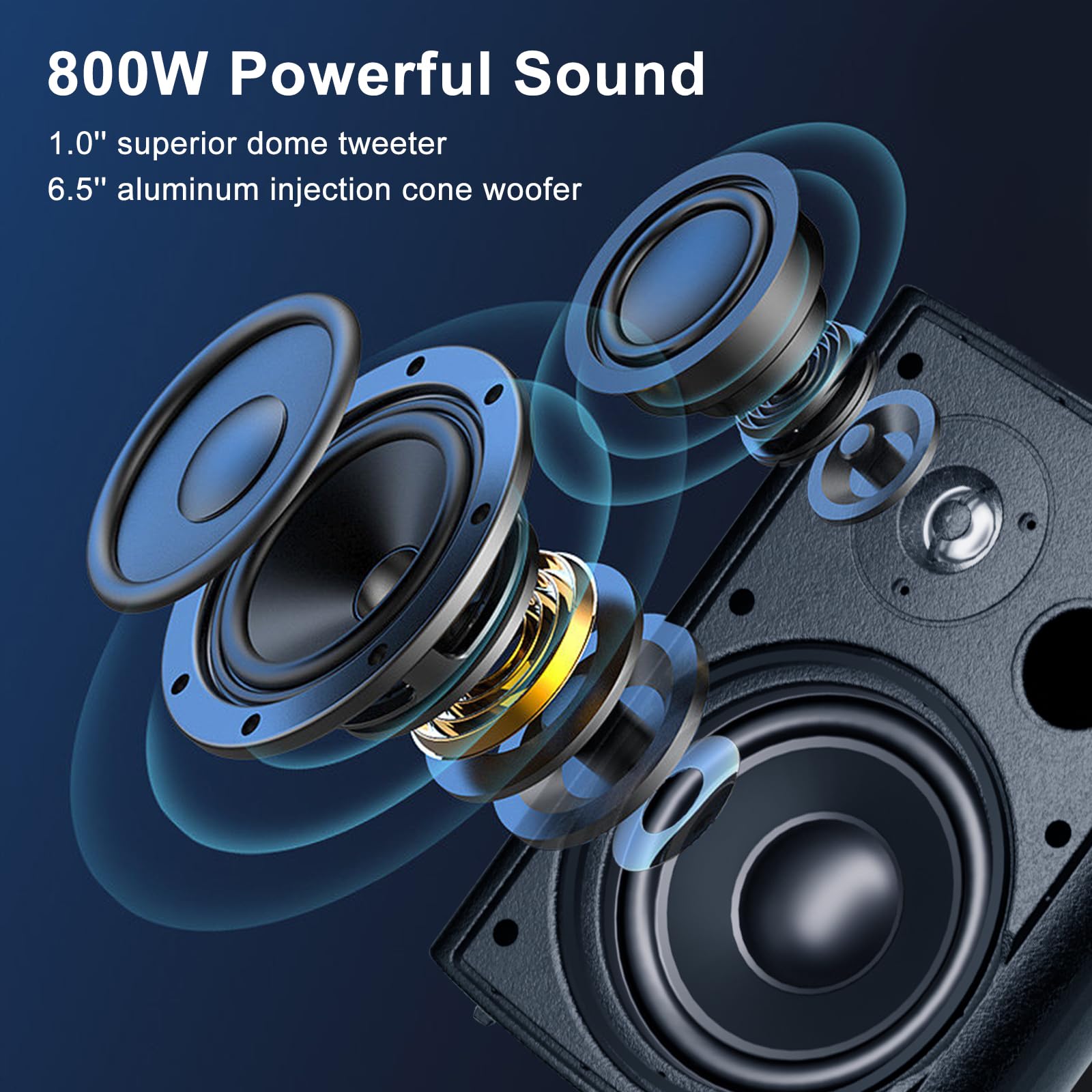 Studiofinix 6.5 Inch Outdoor Speakers Wired Waterproof,Wall Mounted Passive Speakers,800Watt Powerful Bass,For Home Patio Porch