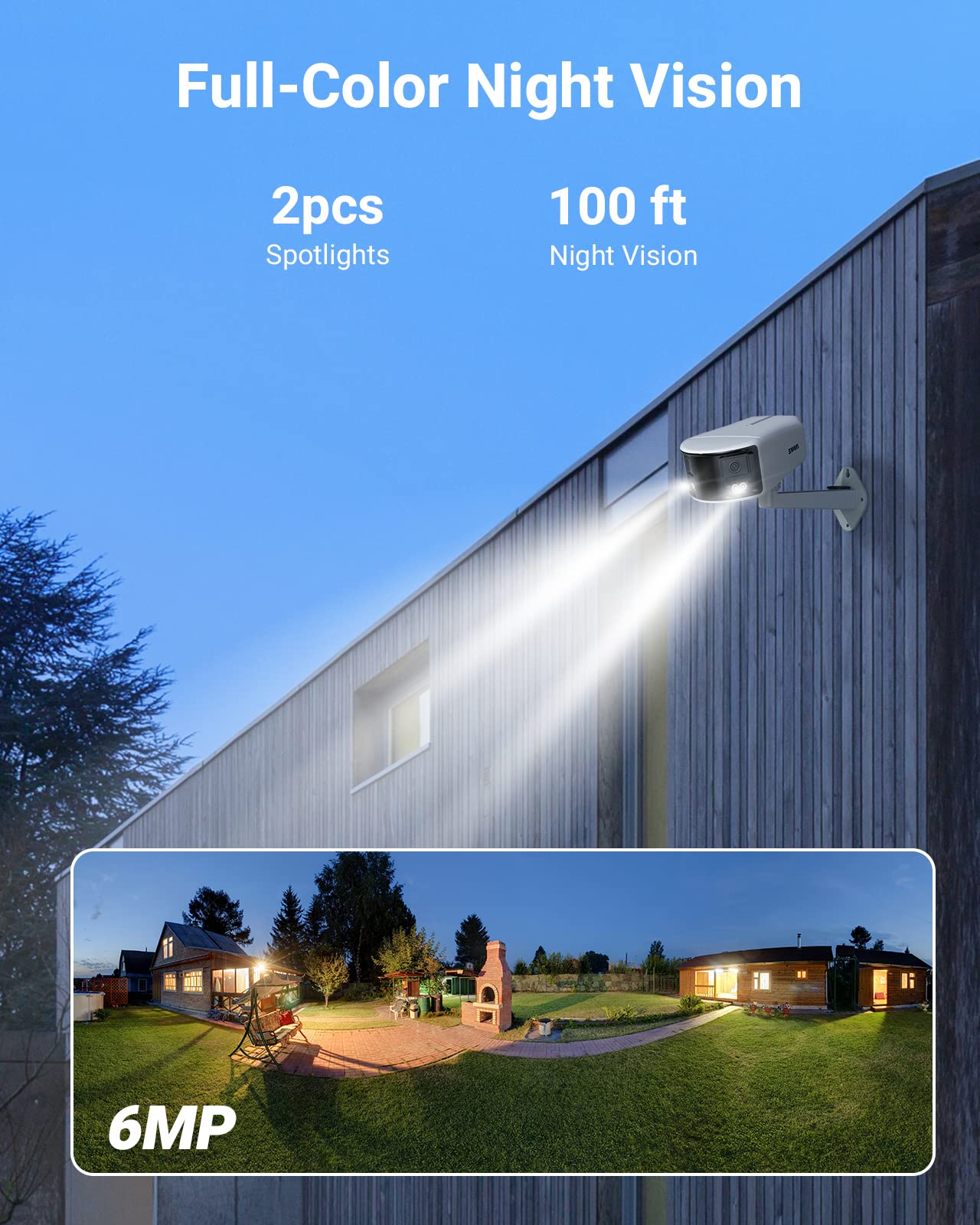 Annke Fcd600 Dual Lens Outdoor Security Camera With 180 Fov, 6Mp Panoramic Poe Ip Camera, Smart Human/Vehicle Detection, Color N