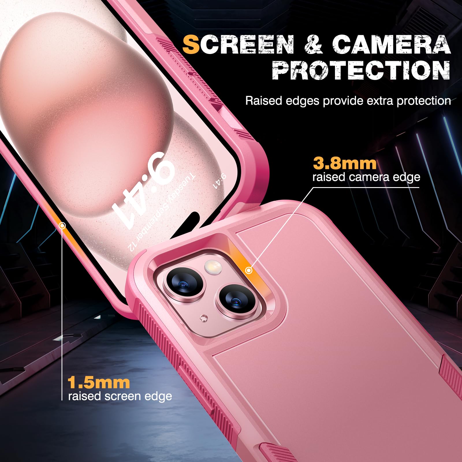Diaclara Designed For Iphone15 Case, [With Privacy Screen Protector] [Anti Spy] [Military Grade Drop Protection] Heavy Duty Full