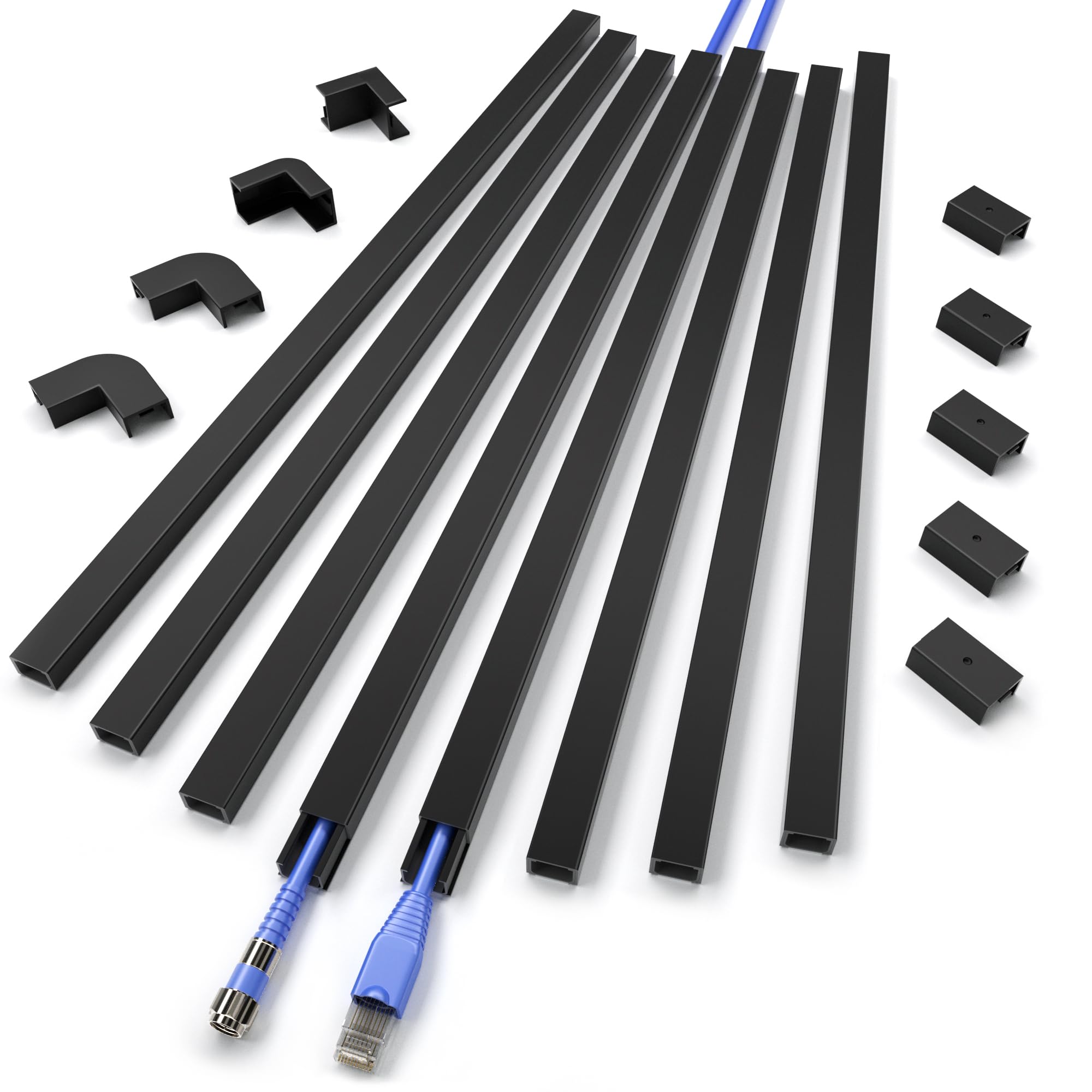 Cord Hider Wall For One Cord 136In, Zhiyo Cord Covers For Wires On Wall, Easy Install Cable Cover Wall, Black Cable Raceway Hide