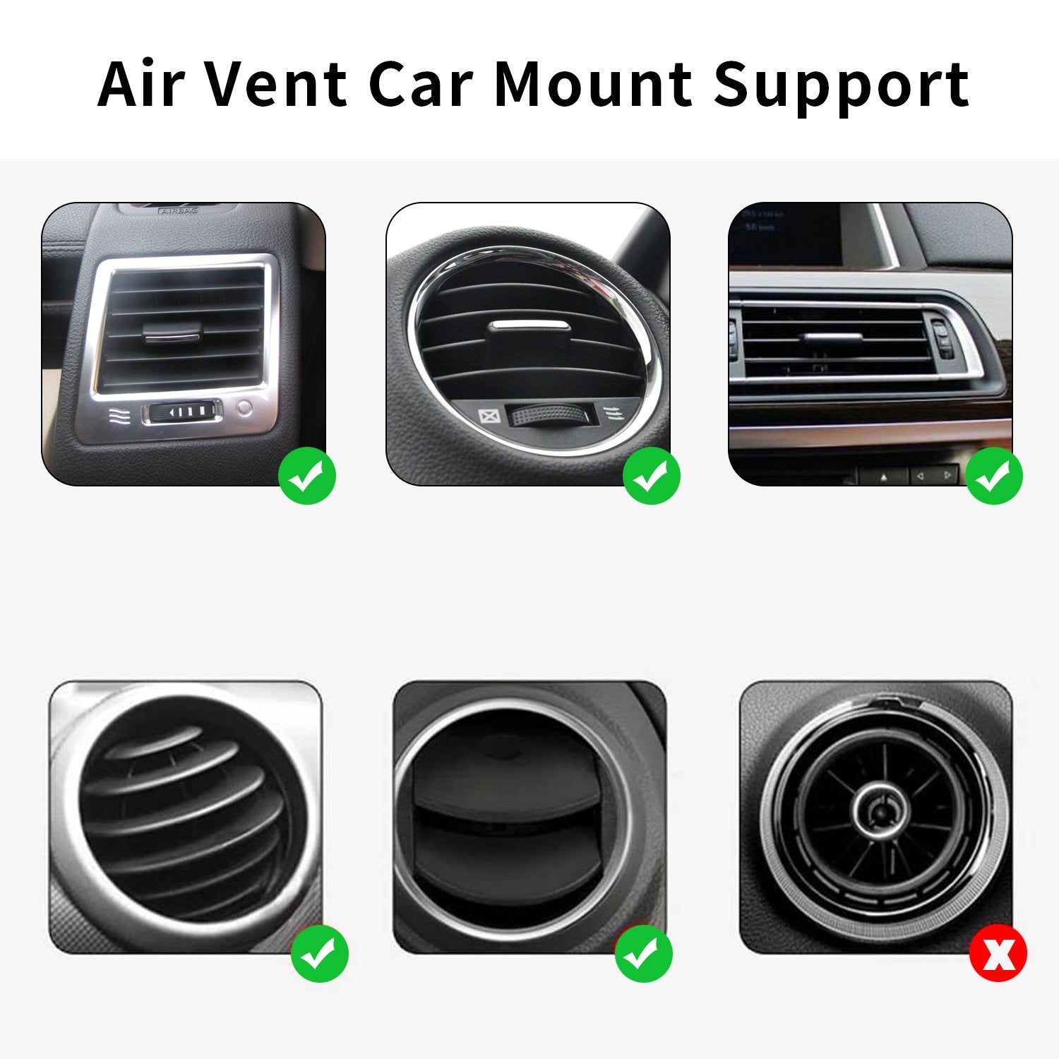 Kswng Universal Air Vent Car Mount And Dashboard Sticker Holder 360 Rotation Clip Car Mount Phone Holder With Adjustable Switch