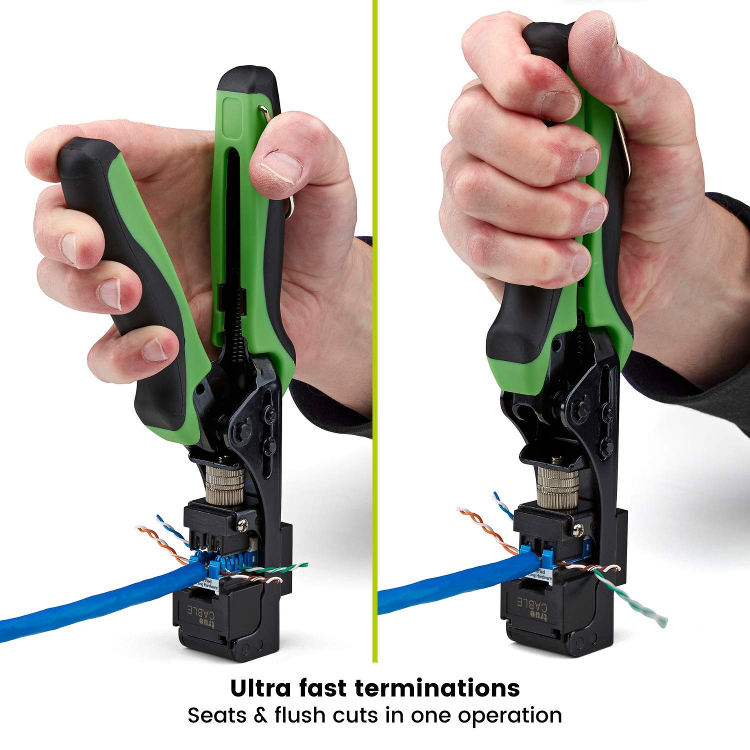 TRUE CABLE 90 Degree RJ45 Keystone Jack Termination Tool, Cat5e/Cat6A, Black, Carbon Steel, Model trueTERM