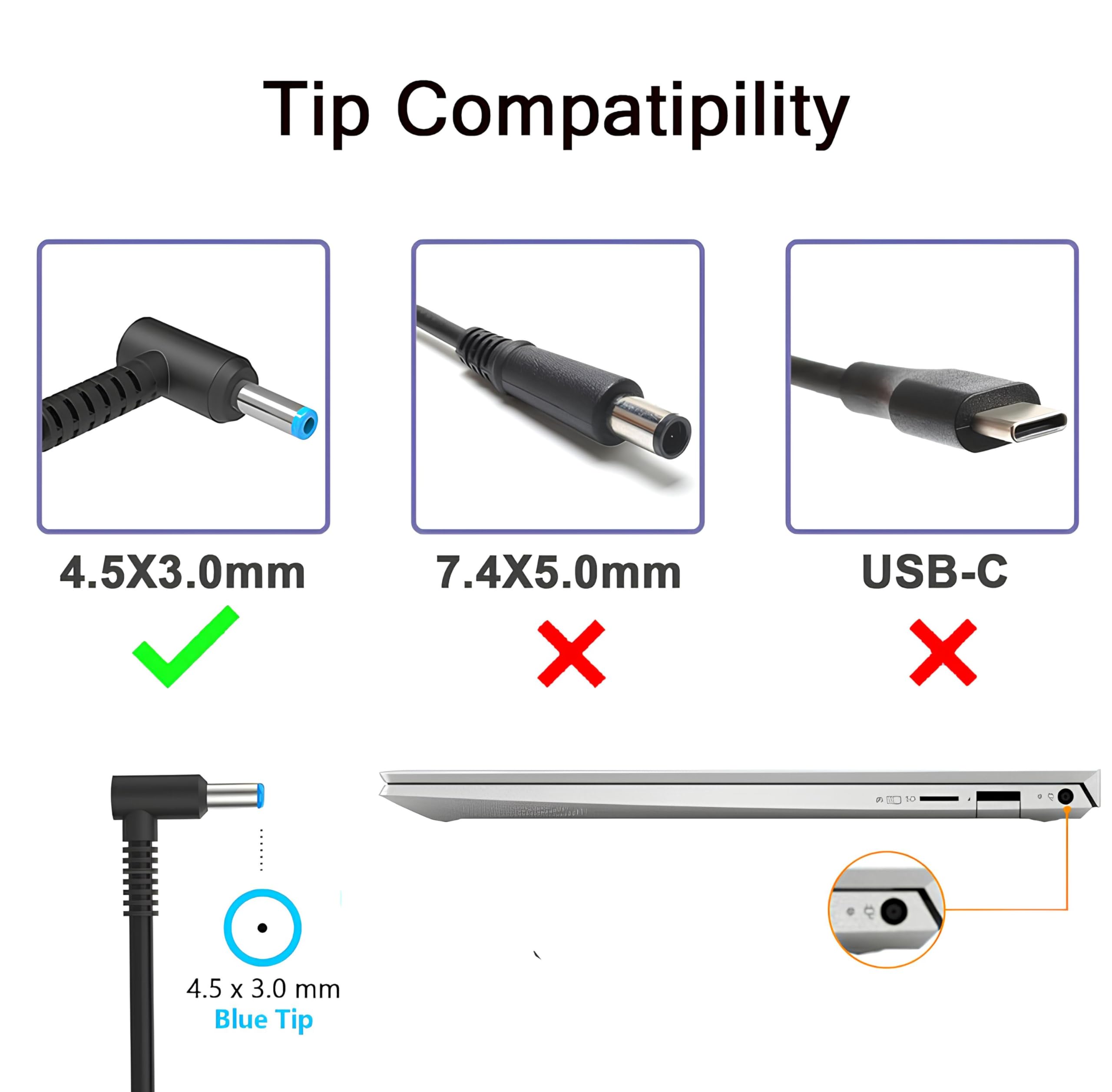 45W Charger Fit For Hp Notebook 15 Hp Stream 11 13 14 Hp Stream Series Tpn La15 Tpn Ca14 741727 001 19.5V 2.31A Laptop Power Ada