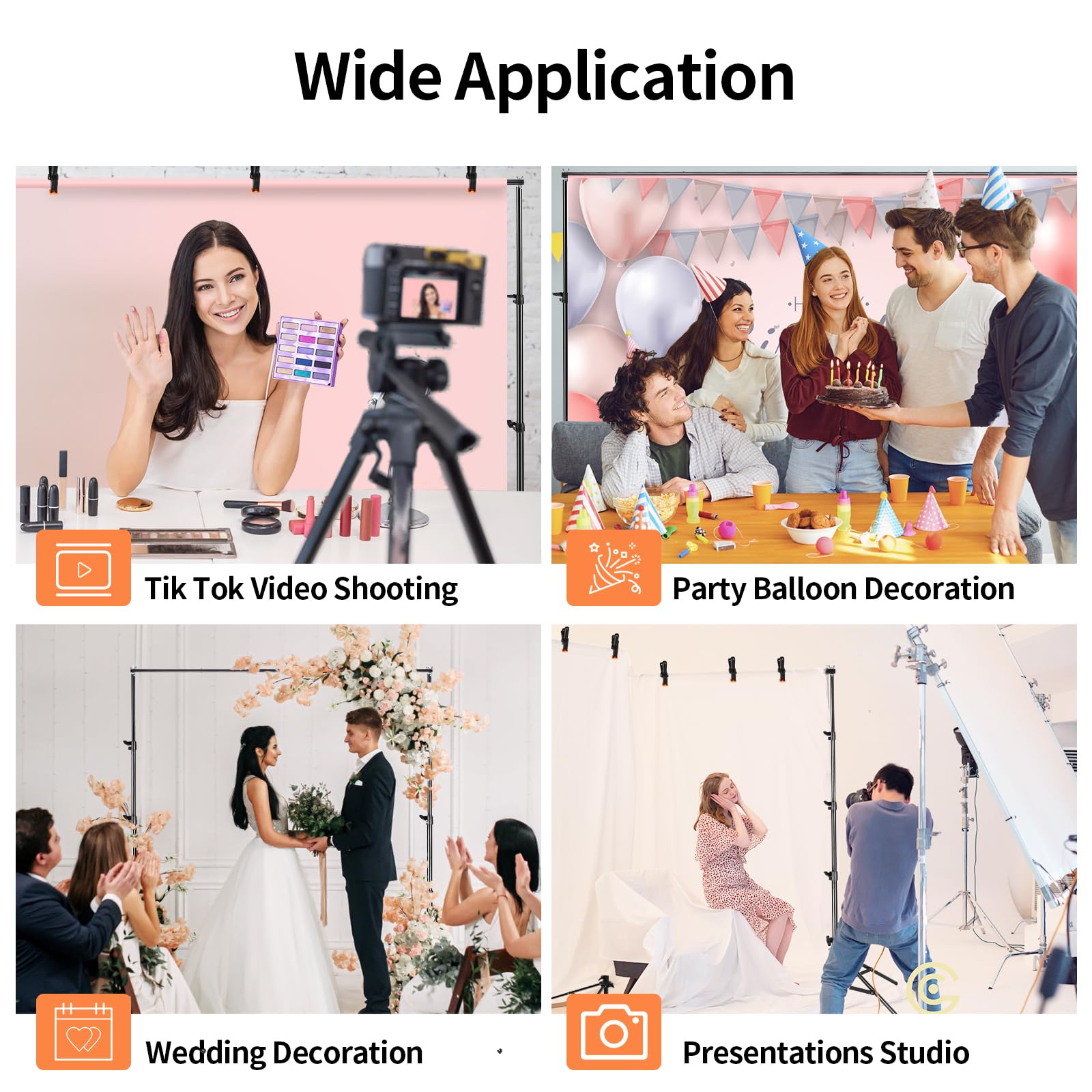 Backdrop Stand 8.5 * 10Ft, Four Legged Photo Backdrop Stand, More Stable Adjustable Backdrop Stand For Parties, Wedding Balloon