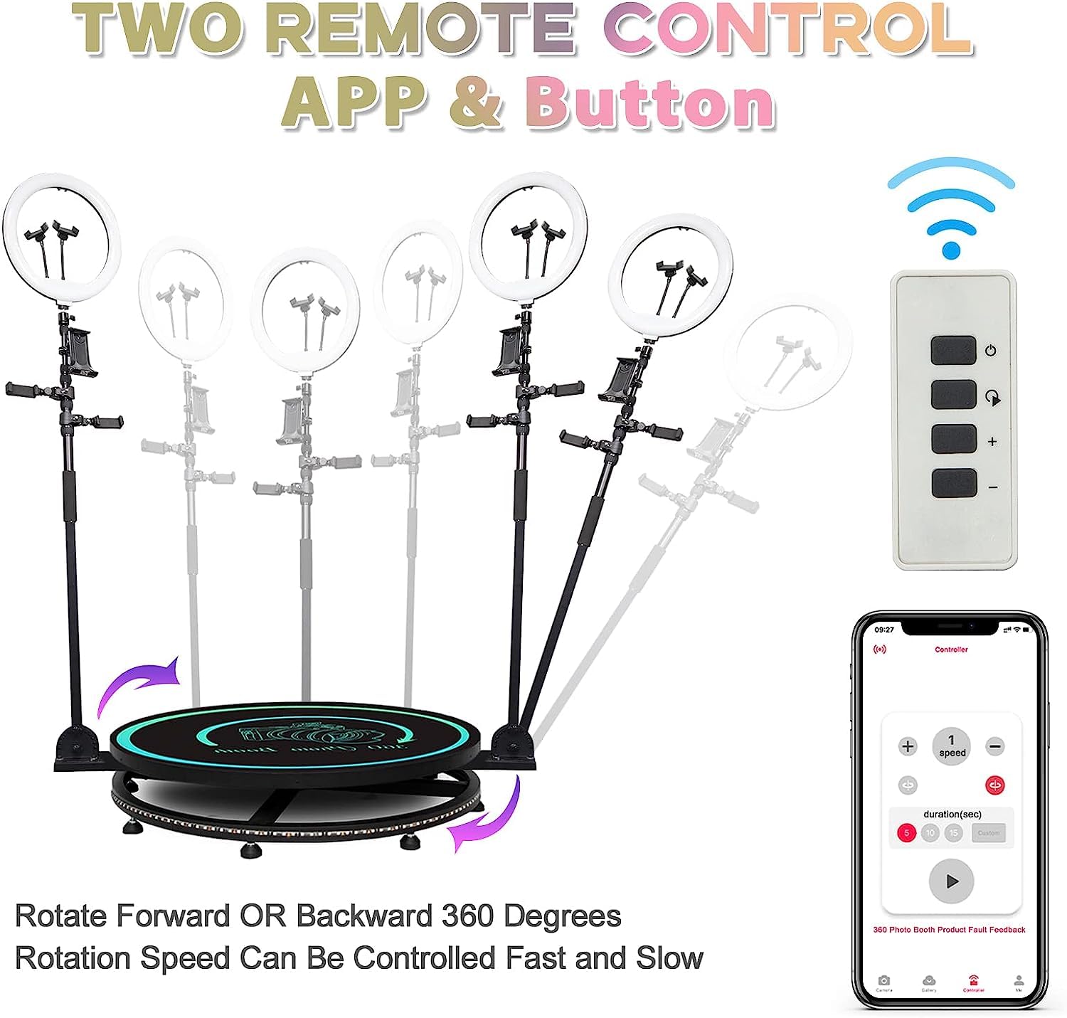 Mwe 360 Photo Booth Machine For Parties With Flight Case,Extra Battery,Logo Customization,Software App Remote Automatic 360 Spin