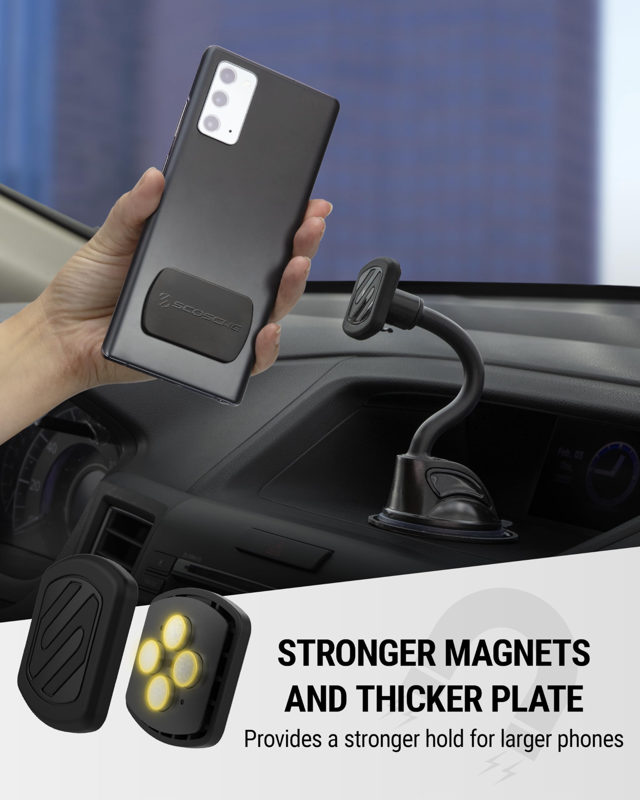 Scosche Mxwdl Extra Strong Magicmount Magnetic Car Dashboard/Windshield Phone Holder With Extra Strength Magnet And Thicker Meta
