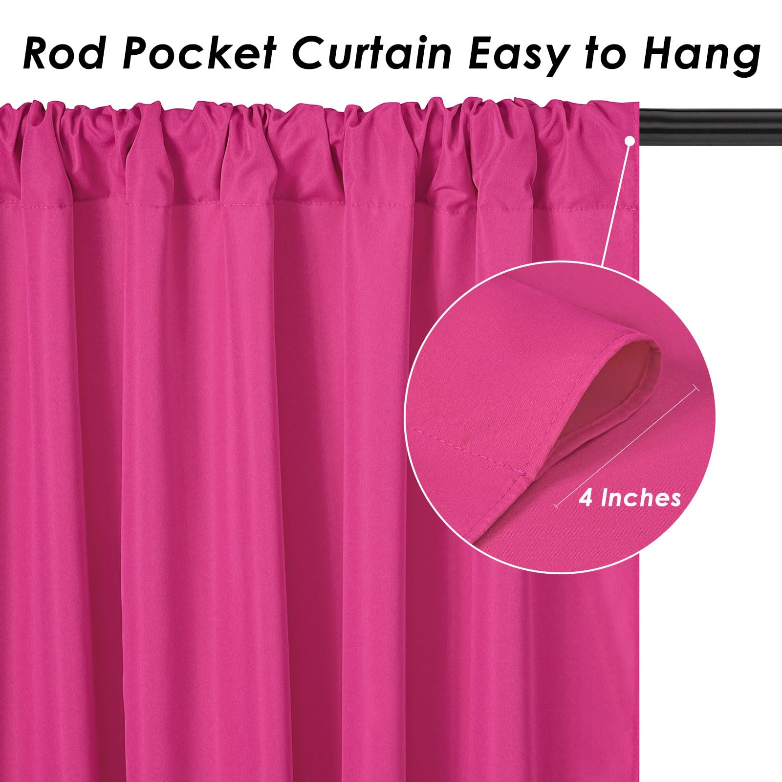 Hot Pink Backdrop Curtains 10X10Ft: Polyester Parties Backdrop Drapes Panels   Fuchsia Baby Shower Birthday Photography Fabric B