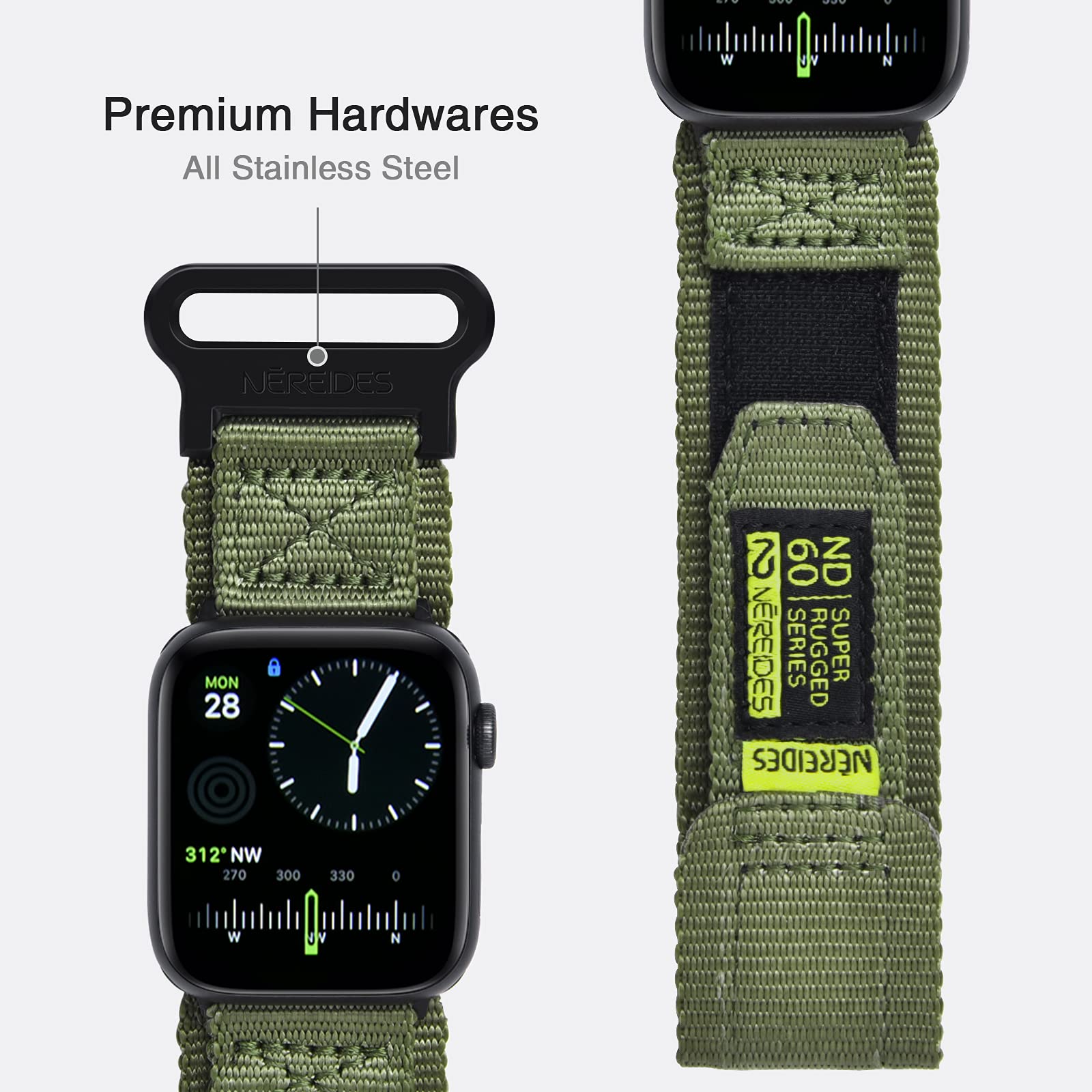 Nereides Compatible With Apple Watch Band Series 8/7/6/5/4/3/2/1/Se, Nylon Sports Strap With Woven Design For 42Mm/44Mm/45Mm 38M
