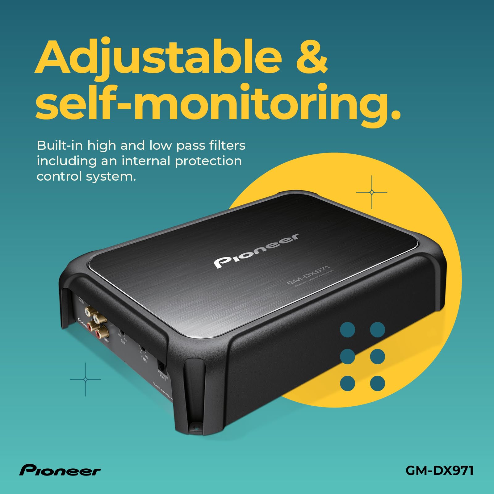 Pioneer Gm-Dx971 Monoblock Car Amplifier - 2400W Max, Efficient Class D, Bass Boost Control, Remote Bass Knob Included, Hi-Res C