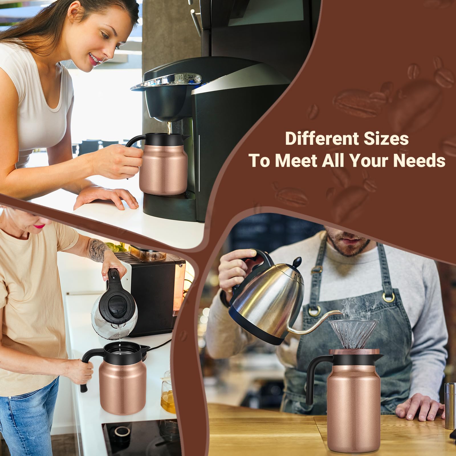 Wyhvand 27Oz Thermal Coffee Carafe For Hot/Cold, Stainless Steel Thermos Carafe For Hot Liquids, Dustproof Insulated Hot Water C