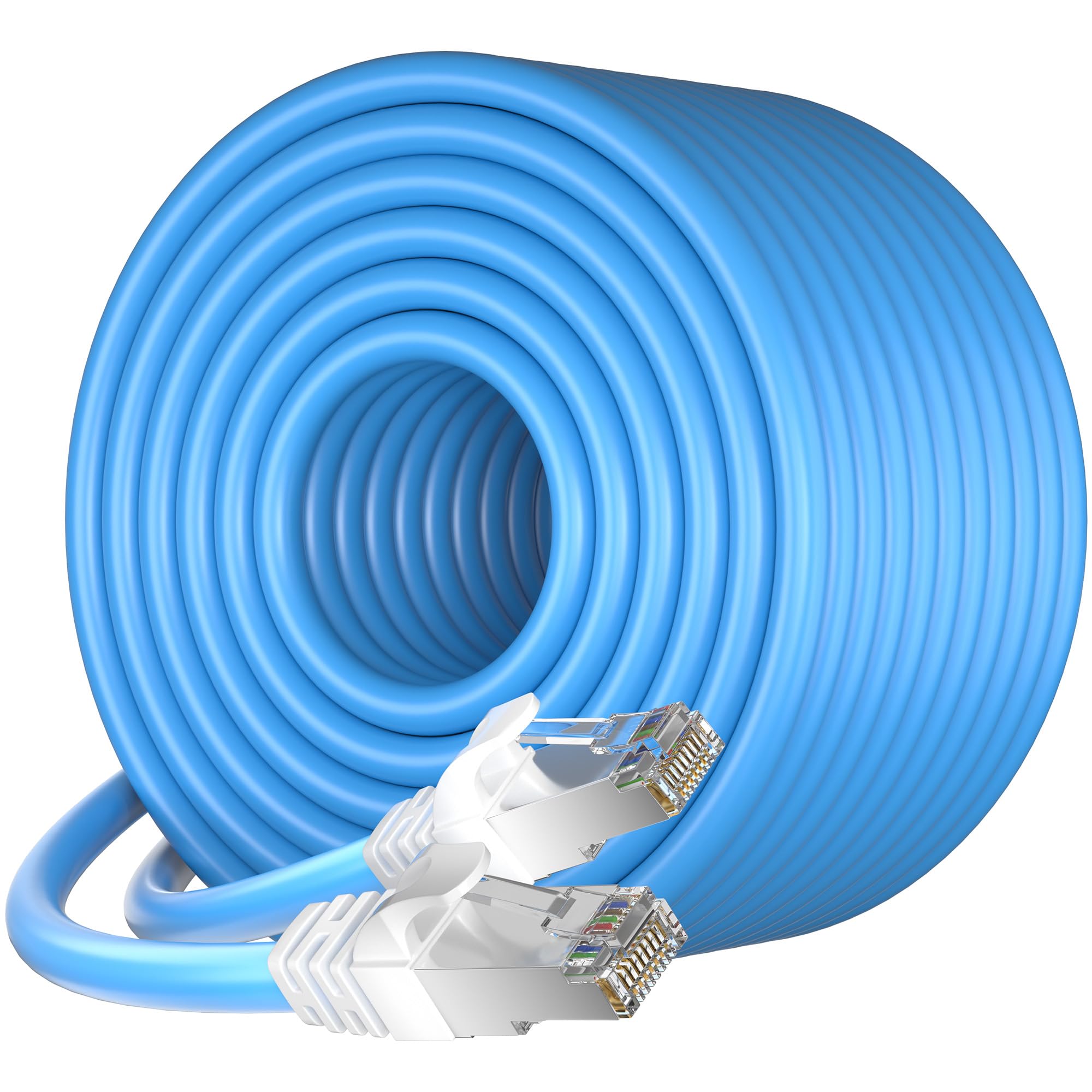 Ethernet Cable 150Ft, Cat 7 Outdoor Cable Sftp Triple Shielded Ethernet Cable Indoor, High Speed 10Gbps 600Mhz Network Cable, Wa