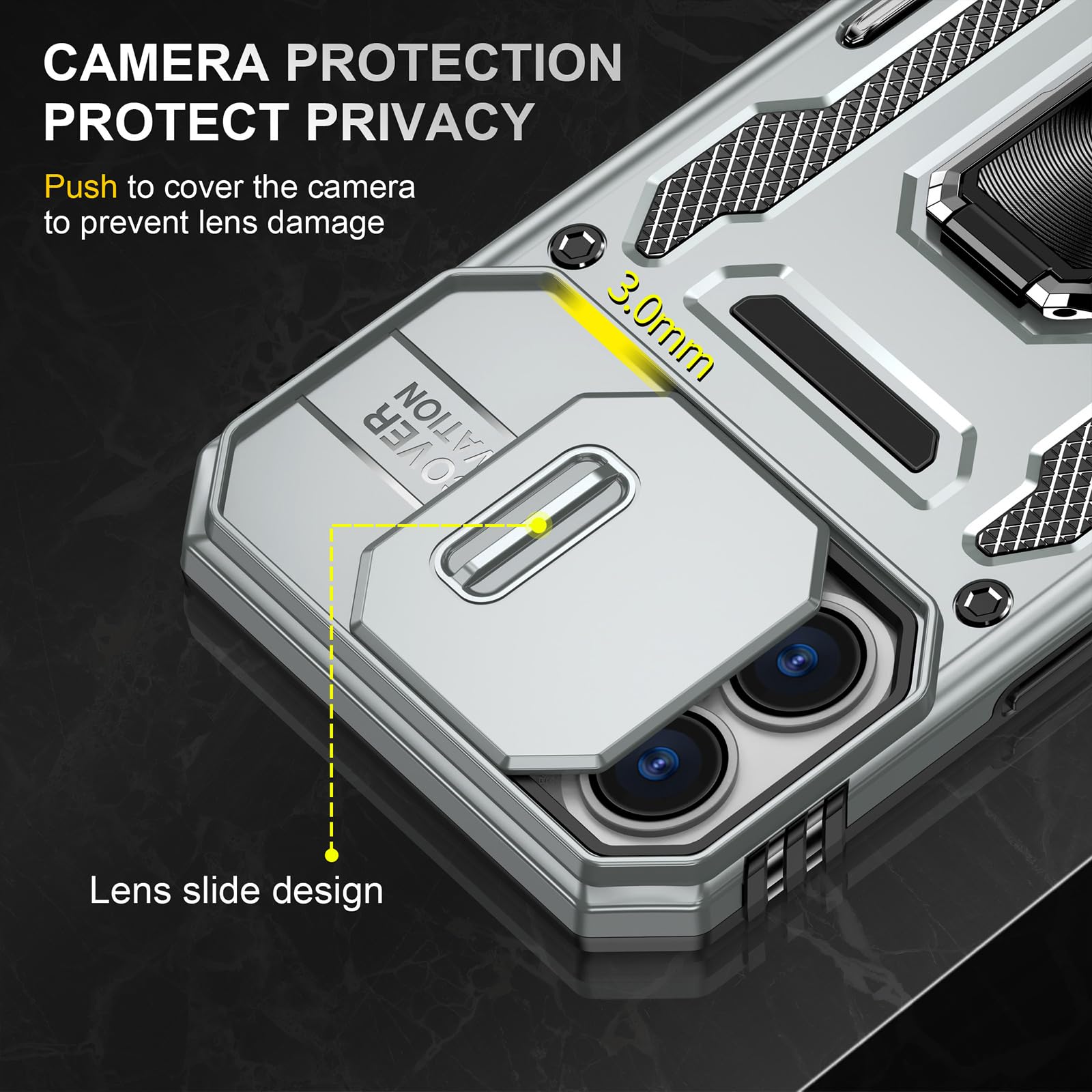 Sefing Phone Case For 16 Iphone Case With Kickstand Ring Holder, With Camera Cover, With Magnet Car Mount Function, For Iphone 1