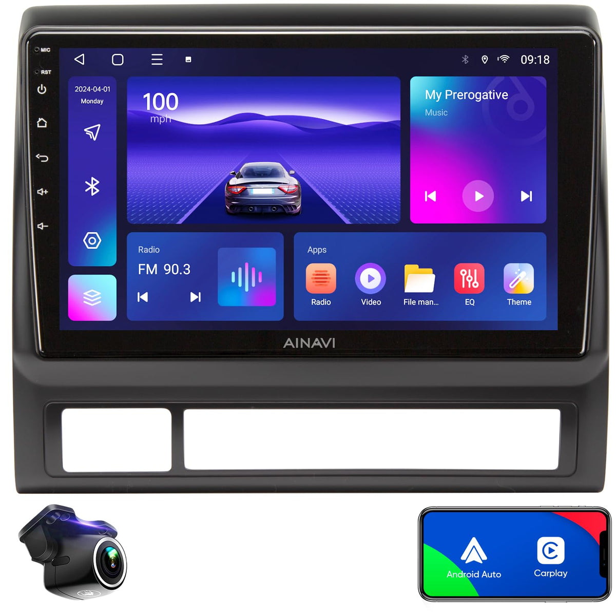 For Toyota Tacoma Radio Upgrade 2005 2015, Qled Touch Screen Car Stereo 9 Inch Android 12 Head Unit Replacement With Wireless Ca