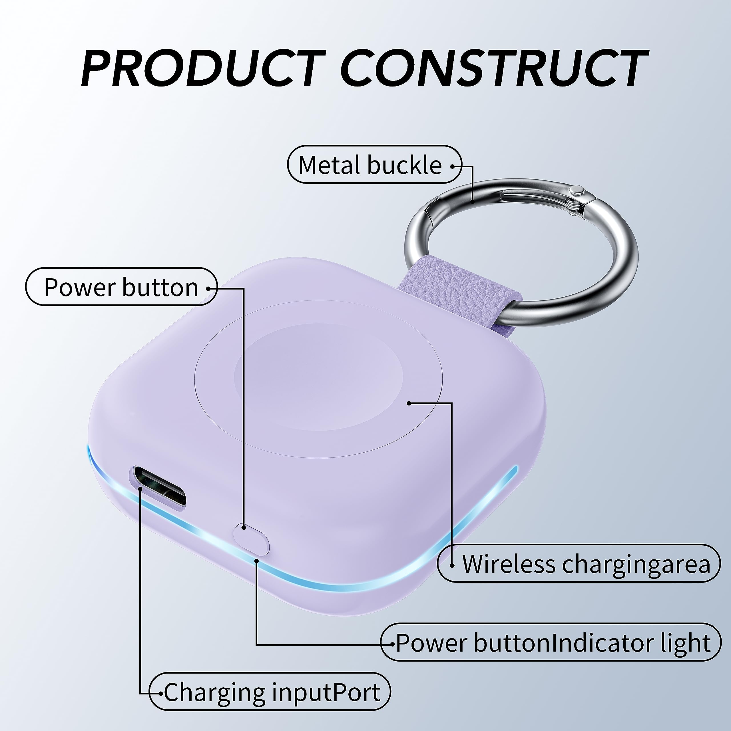 Portable Travel Charger For Apple Watch Series 8,Wireless Iwatch Charger 1200Mah Power Bank With Charging Cable, Purse Keychain
