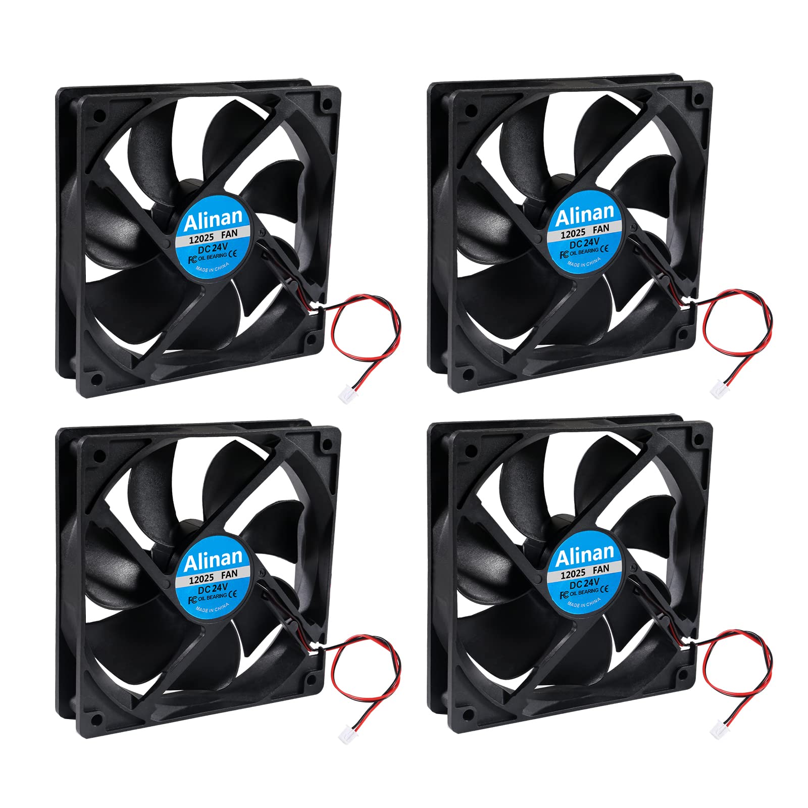 Alinan 4Pcs 12025 24V Fan 120X120X25Mm 2 Pin Sleeve Bearing Brushless Dc Cooling Fan 3D Printer Cooling Fan Computer Fan