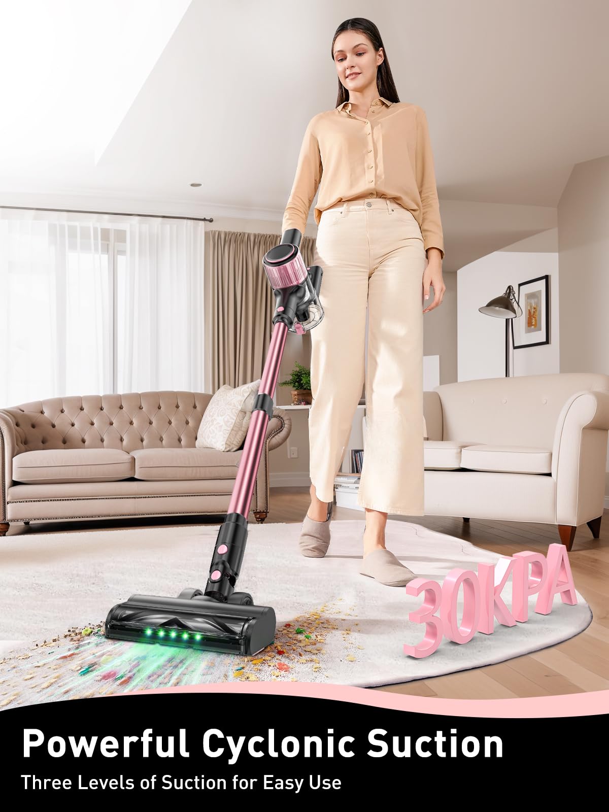 Vicease Cordless Vacuum Cleaner, 8 In 1 Powerful Suction Lightweight Vacuum Cleaner For Home, Led Display, 3 Suction Modes, 45Mi