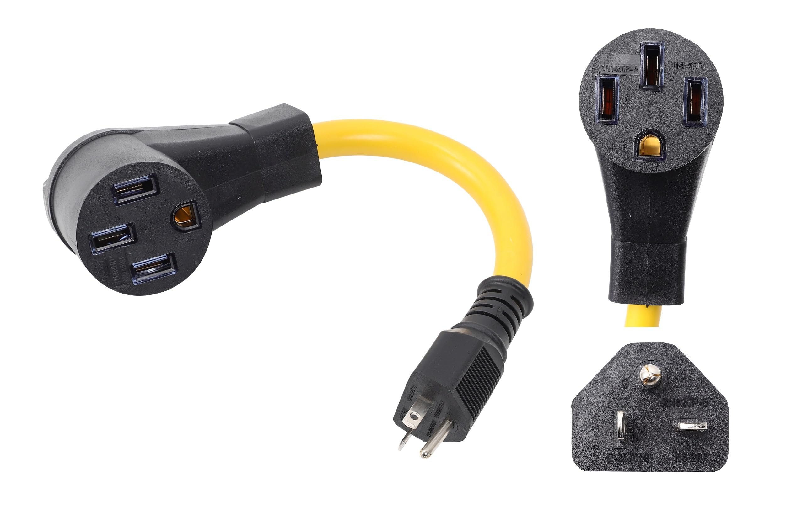 Onetak Nema 6 20P To 14 50R 240V 20 Amp 3 Prong Male Plug To 50 Amp 4 Prong Female Receptacle Welder Generator Dryer Ev Charger