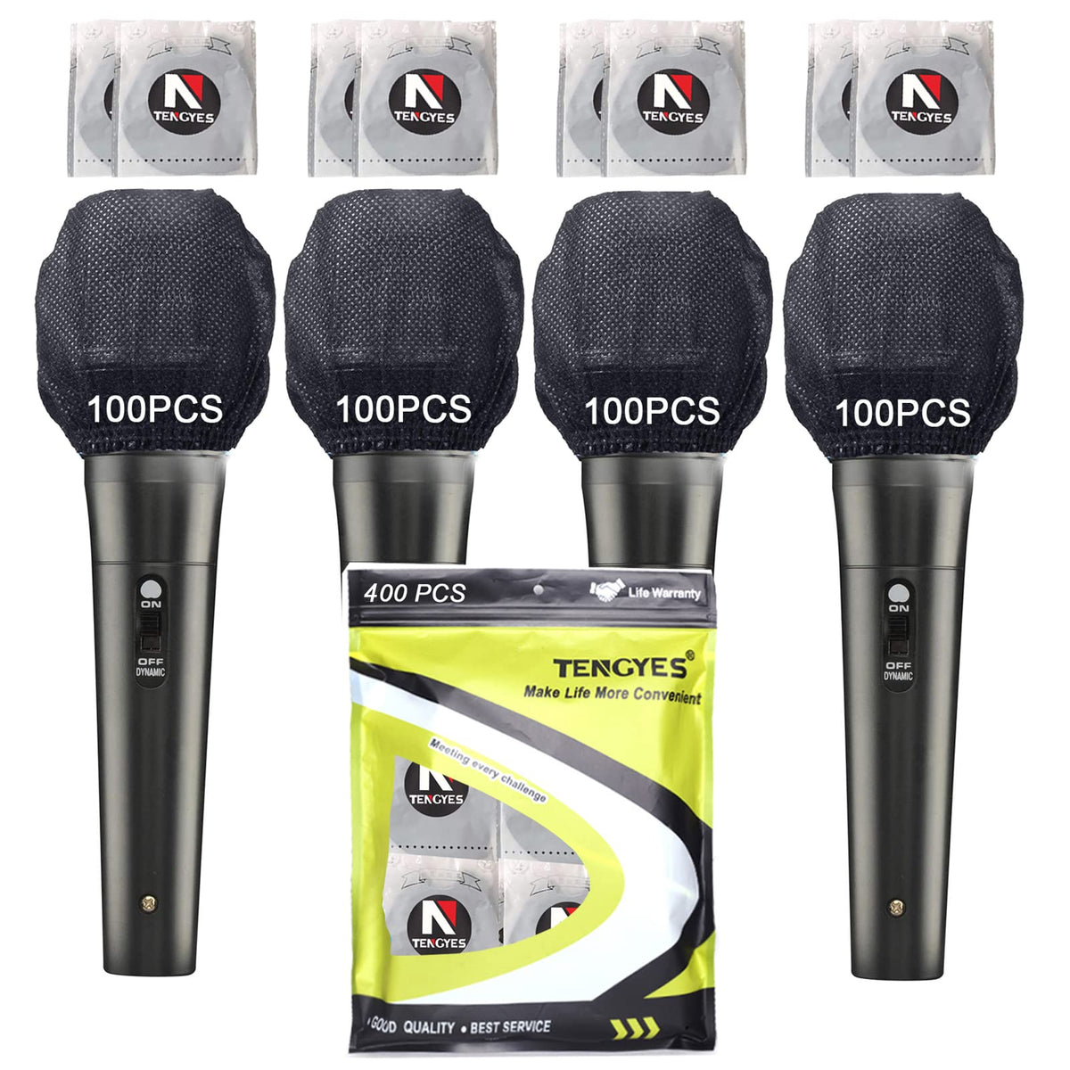 400 Pcs (200 Pack) Microphone Hygiene Covers Disposable Non Woven Handheld Mic Mike Cover Windscreen Protective Cap For Ktv Kara