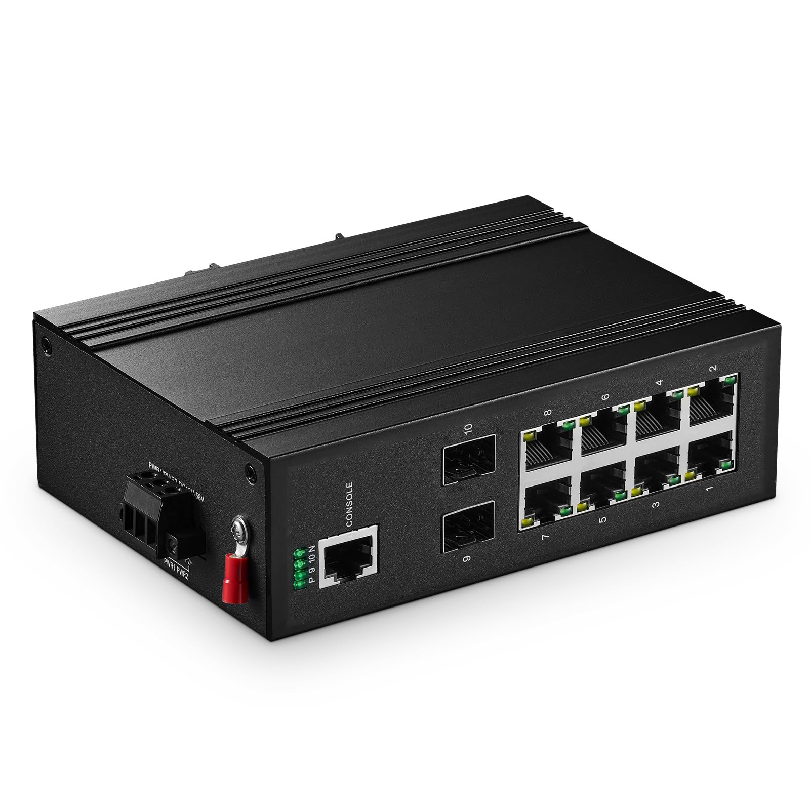 Binardat 10 Port Gigabit L2+ Managed Poe Industrial Din Rail Switch, 8 Gigabit Poe Ports, 2 Gigabit Sfp, Ieee802.3Af/At, Vlan|Ro