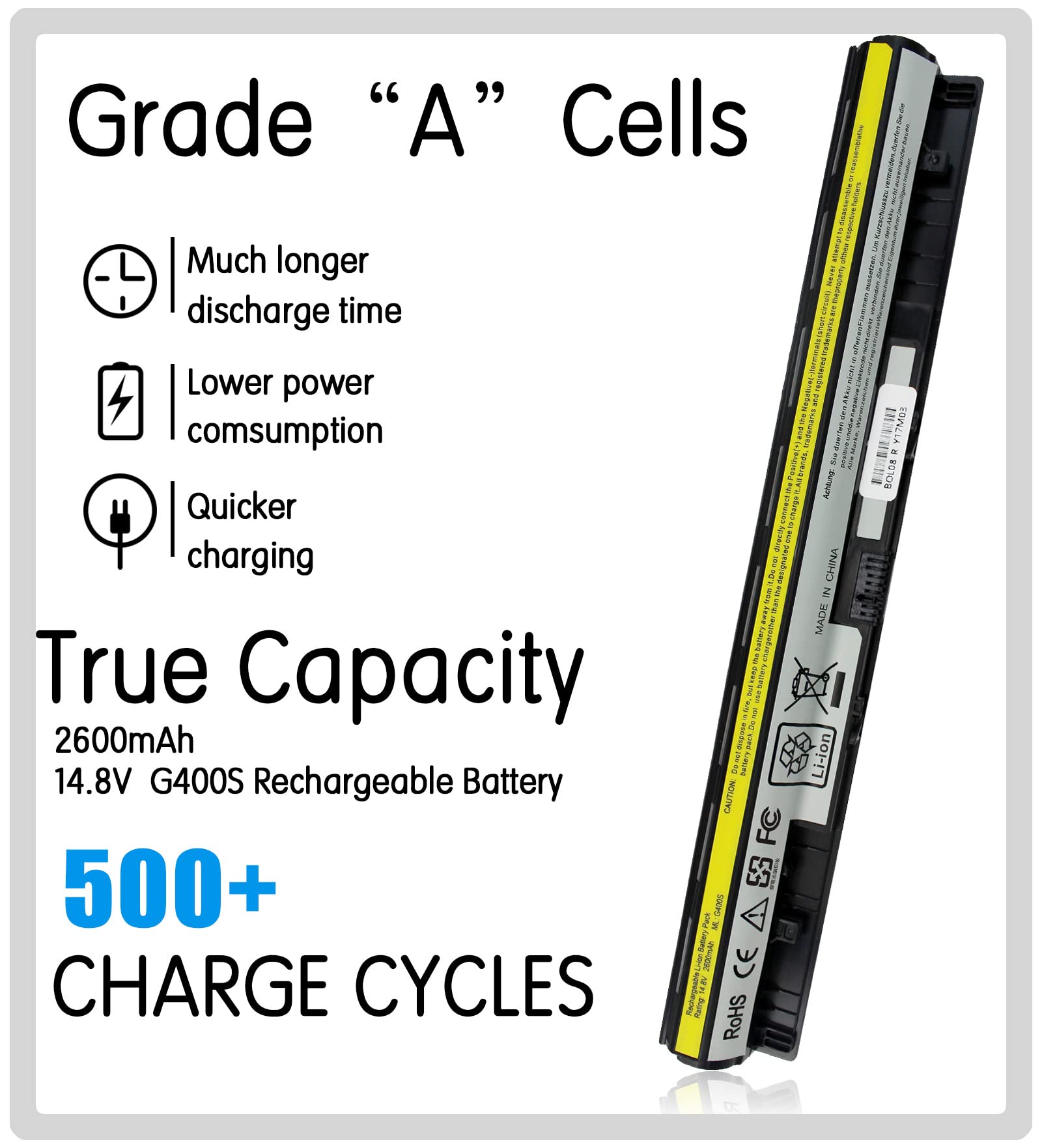 Eboyee Laptop L12L4E01 G400S Battery Replacement For Ideapad G405S G410S G510S G500S G505S G510S S410P S510P Touch Z710 Eraser G