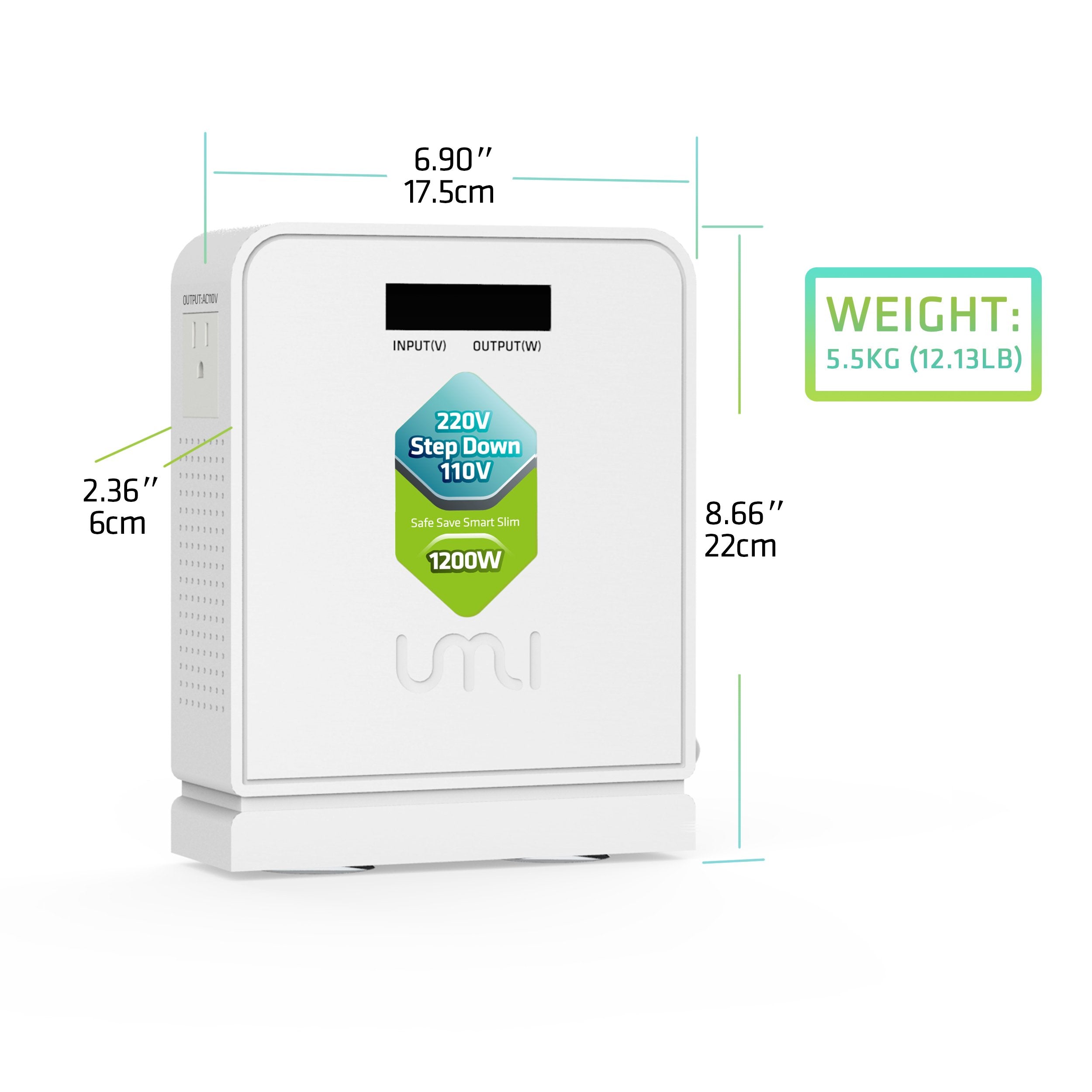 Umi 220V To 110V Step Down Voltage Converter 1200Watts Continuous Full Load Capacity