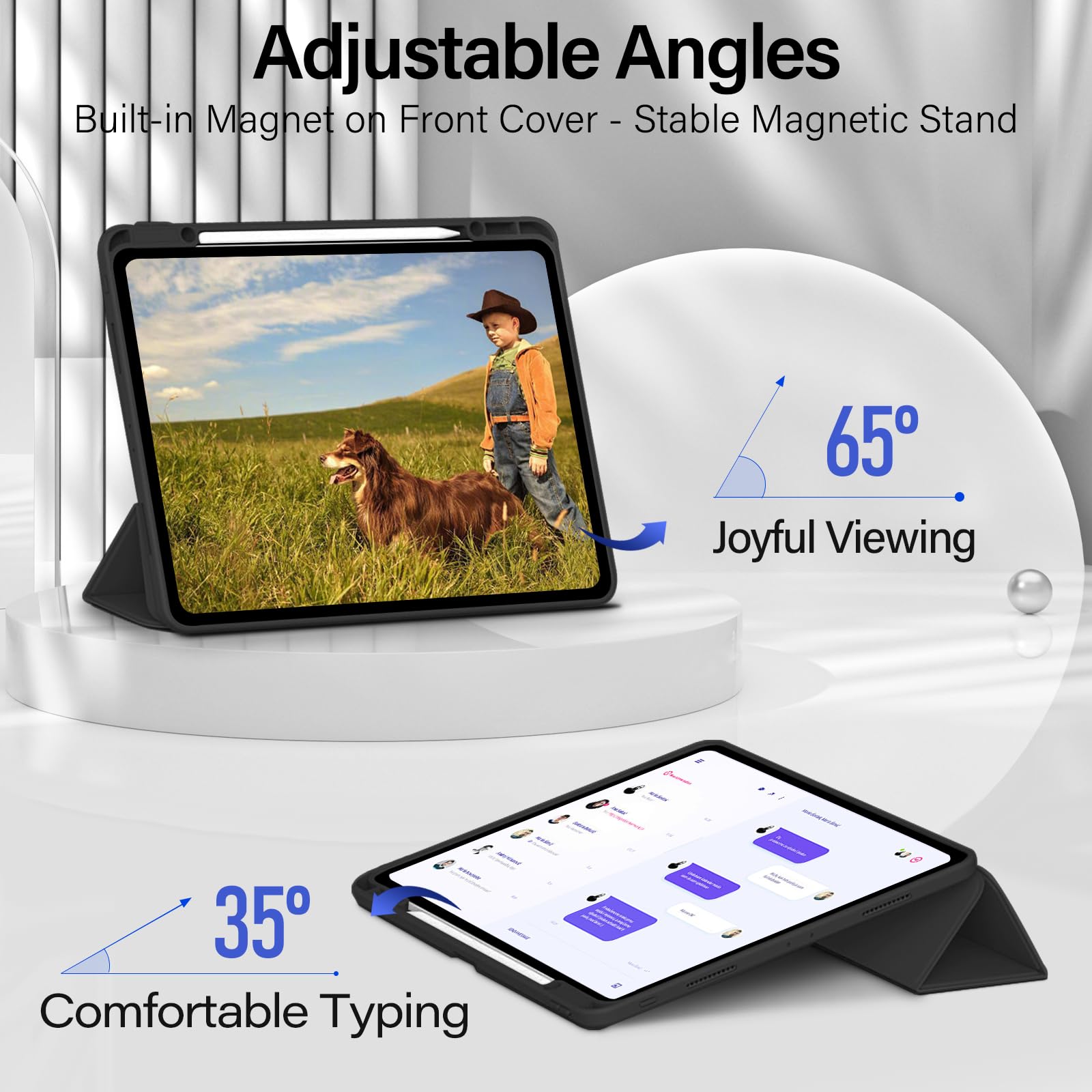 Zoveek Ipad Pro 12.9 Inch Case 6Th/5Th/4Th Generation With Pencil Holder, Magnetic Smart Cover For Ipad Pro 12.9'' 2022/2021/202