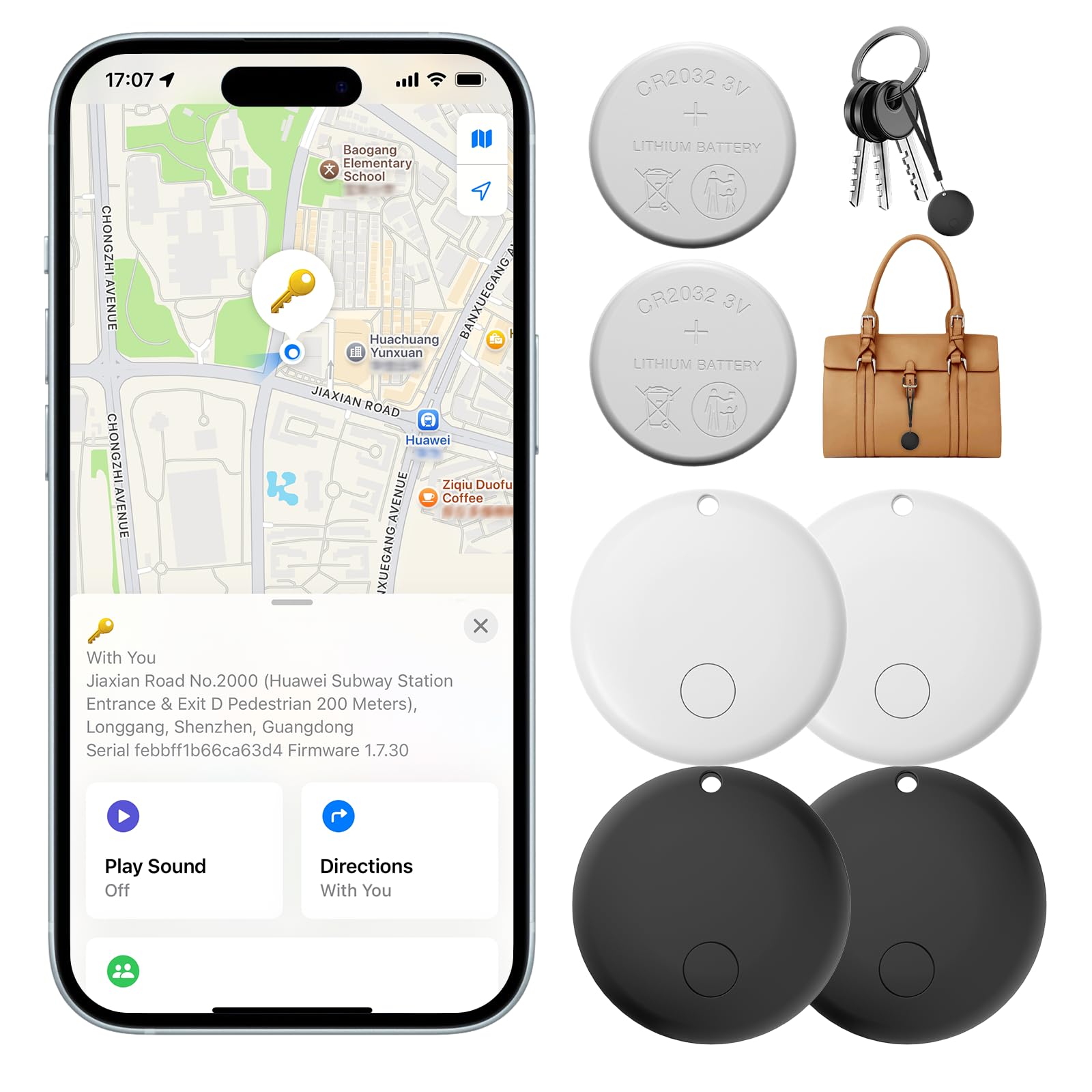 Air Tags 4 Pack With 2 Pcs Replaceable Batteries, Wallet Trackers Works With Find My App Only Support Ios Not For Android, Item
