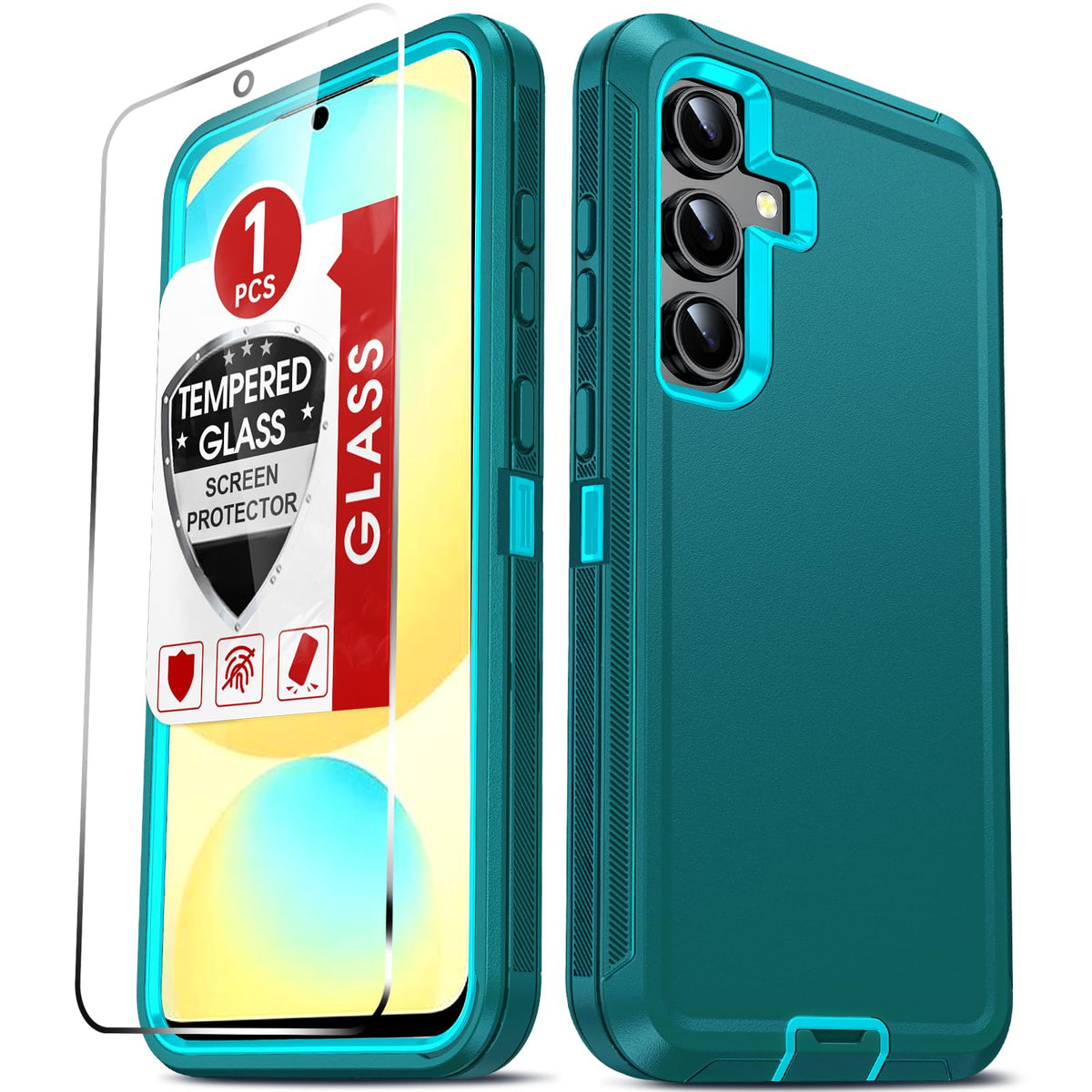 Leyi Compatible For Samsung Galaxy S24 Fe Case: S24 Fe Case With Tempered Glass Screen Protector, Heavy Duty 3 In 1 Rugged Cover
