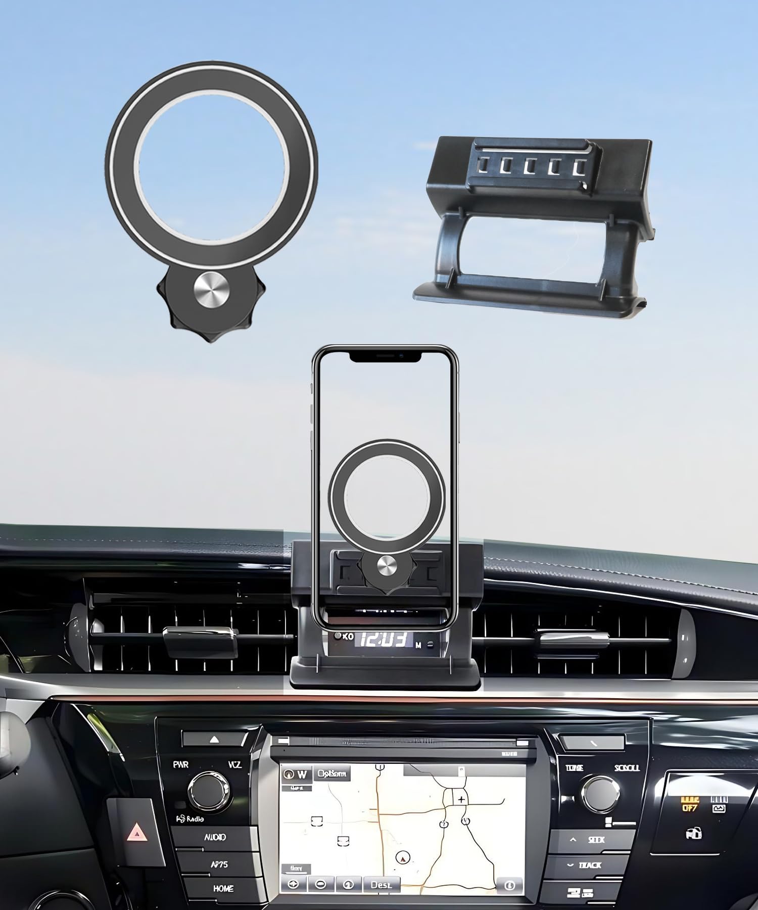 AbeeyGeomarn Car Phone Holder for Toyota Corolla 2014-2018 Accessories Compatible with MagSafe Cell Phone Mount Hands-Free 360 R