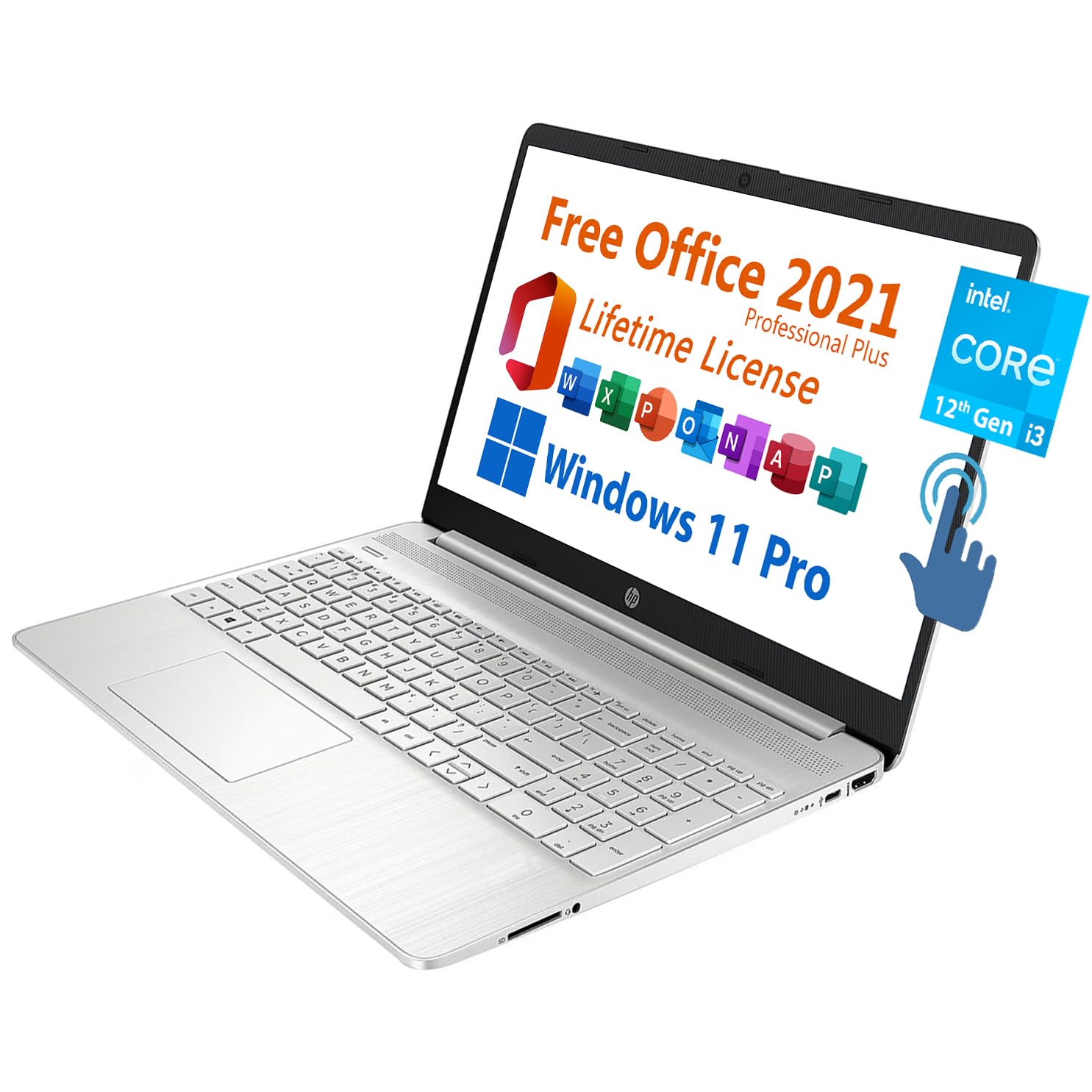 Hp 15.6'' Business Laptop, Free Microsoft Office 2021 With Lifetime License, Hd Touchscreen Display, Intel 6 Core I3 1215U 4.4 G