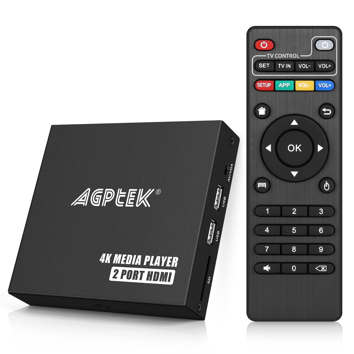 4K@30Hz Hdmi Tv Media Player With Dual Hdmi, One Av/Vga Output, 4K Hdmi Splitter Function, Digital Mp4 Player For 14Tb Hdd/512G 