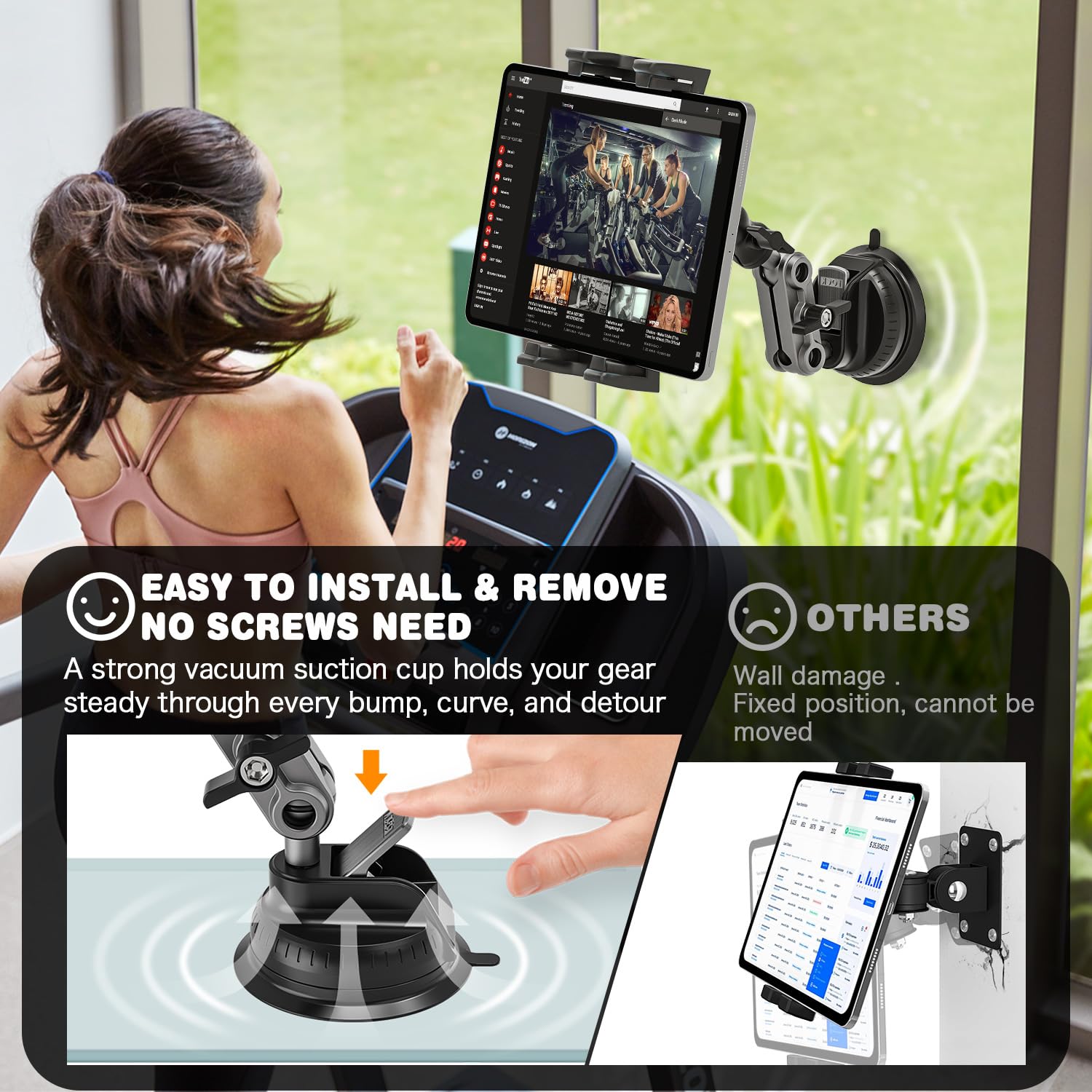 Aluminum Heavy Duty Tablet Mount For Car/Truck, 360 Adjustable 2 Stage Tablet Stand Holder For Commercial Vehicle Dashboard Wind