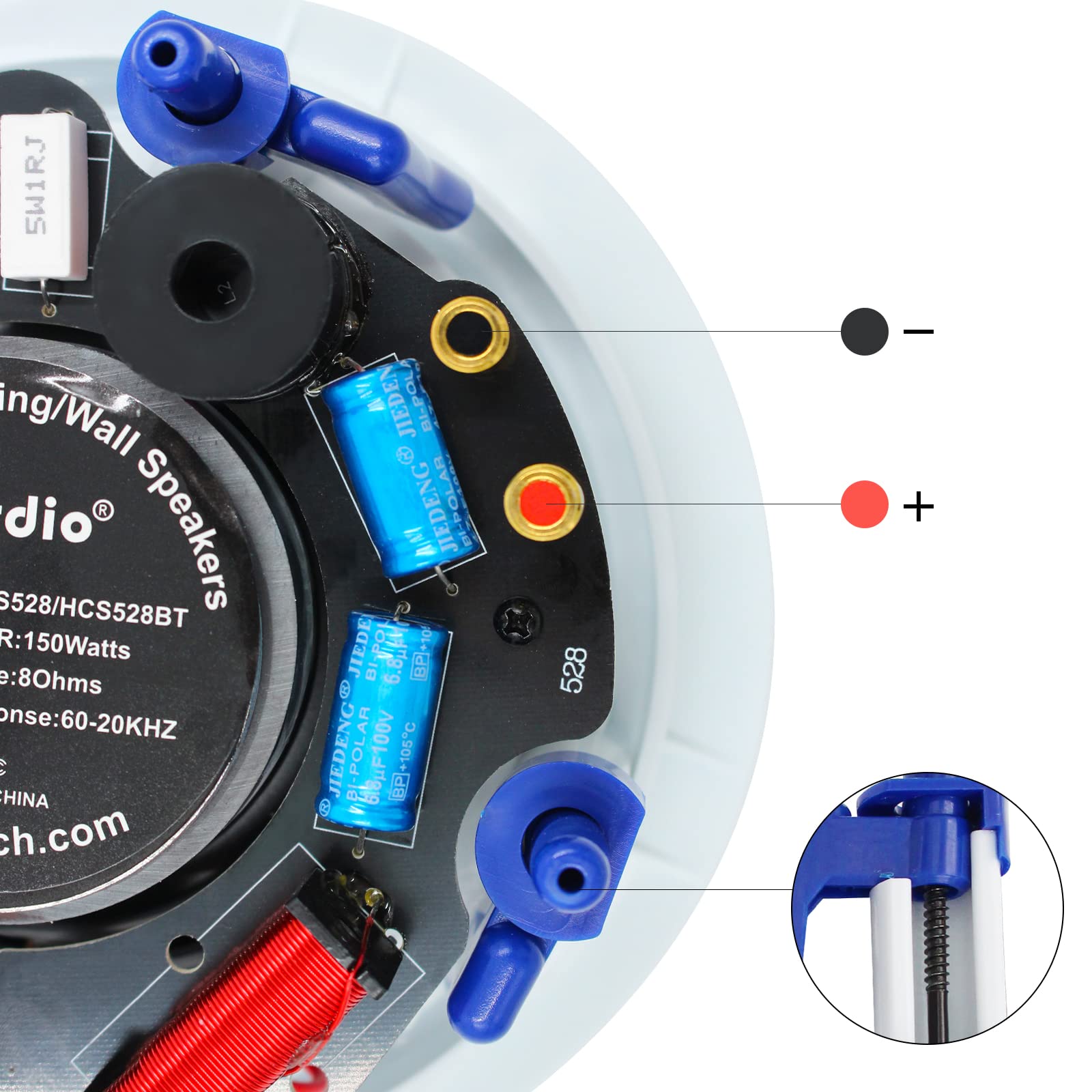 Herdio 5.25 Inch Bluetooth Ceiling Speakers Home Recessed Speaker System 300 Watts Suitable For Humid,Kitchen,Bedroom,Bathroom,C