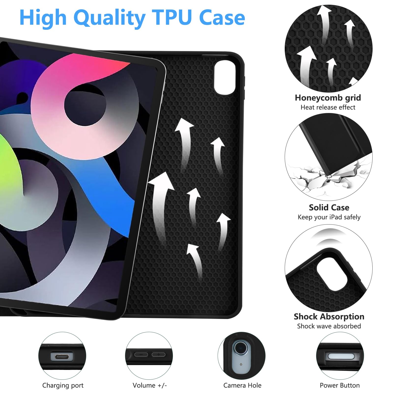 Taiyang For Ipad Air 11 Inch M2 Case With Keyboard 10.9In For Ipad Air 5 2022/Ipad Air 4Th Gen Keyboard Case With Pencil Holder,