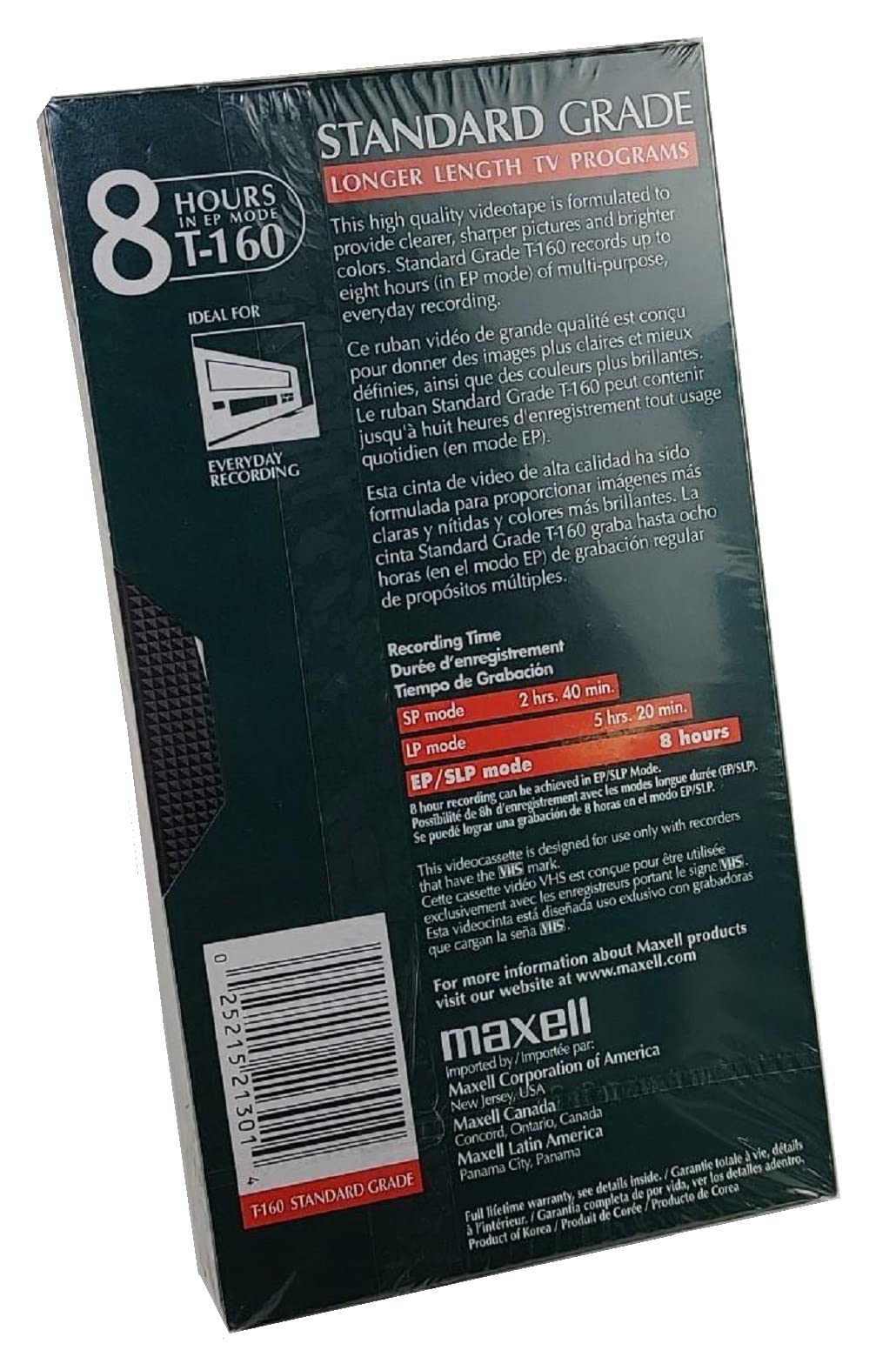Maxell T-160 Std Standard Grade Videocassette