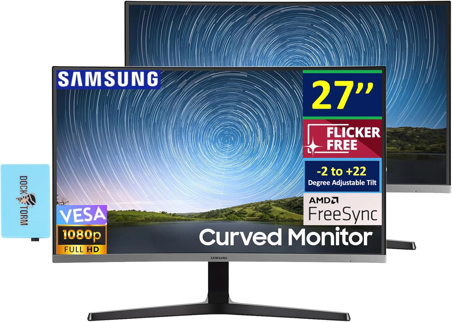 SAMSUNG CR50 27 Curved Monitor with FHD VA Display, AMD FreeSync, Low-blue light mode, Adjustable Tilt, VESA Mount, HDMI 1.4, & 