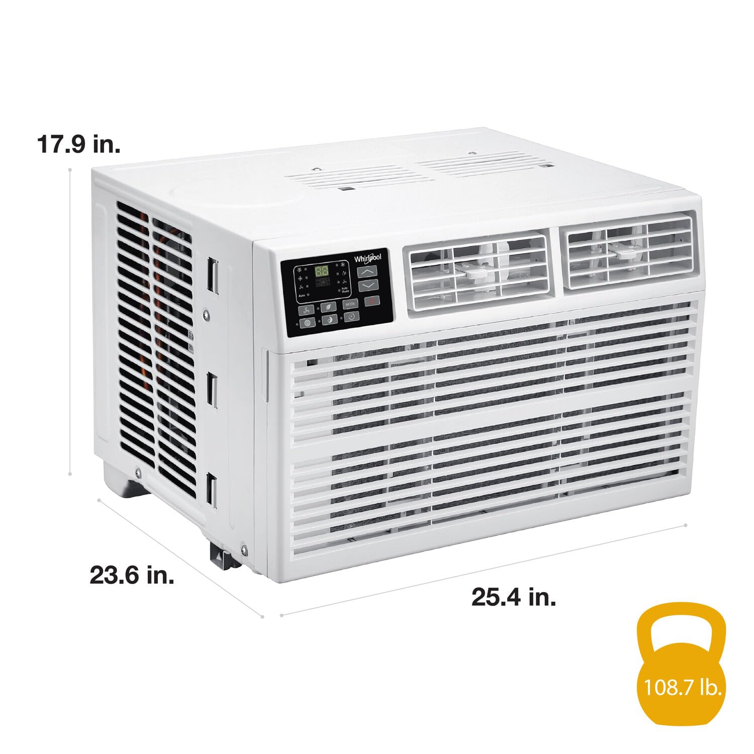 Whirlpool Whhw182Bw 18,000 230V Air Conditioner With Supplemental Heat, Window Mounted Ac Unit With Heater For Apartment, Living