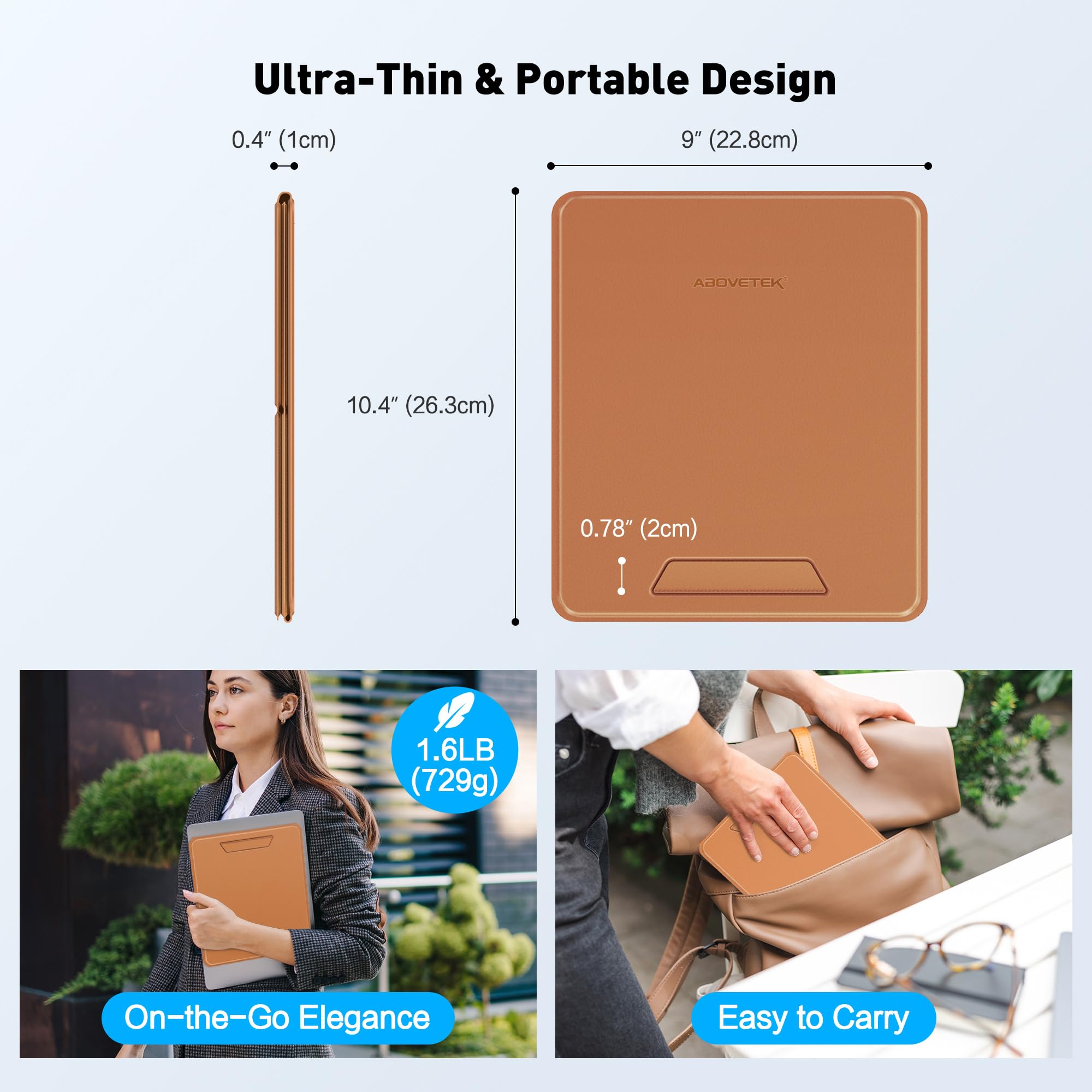 Abovetek Ultra Sleek Portable Laptop Stand, 2 In 1 Foldable Macbook Stand For Desk & Ipad Tablet Stand Holder, Fits 14''~17'' Ma
