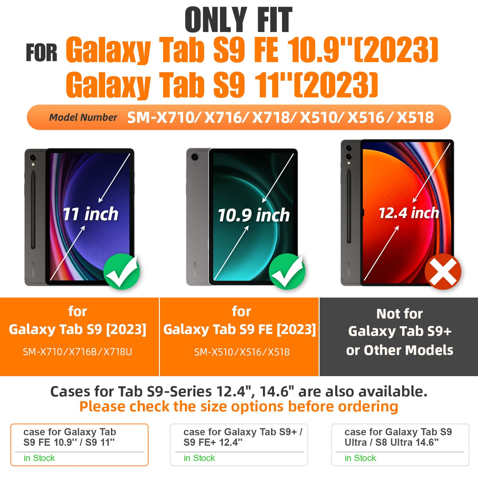 Seymac Stock Case For Samsung Galaxy Tab S9/ S9 Fe 5G Tablet Case With Screen Protector Pencil Holder [360 Rotating Hand Strap]