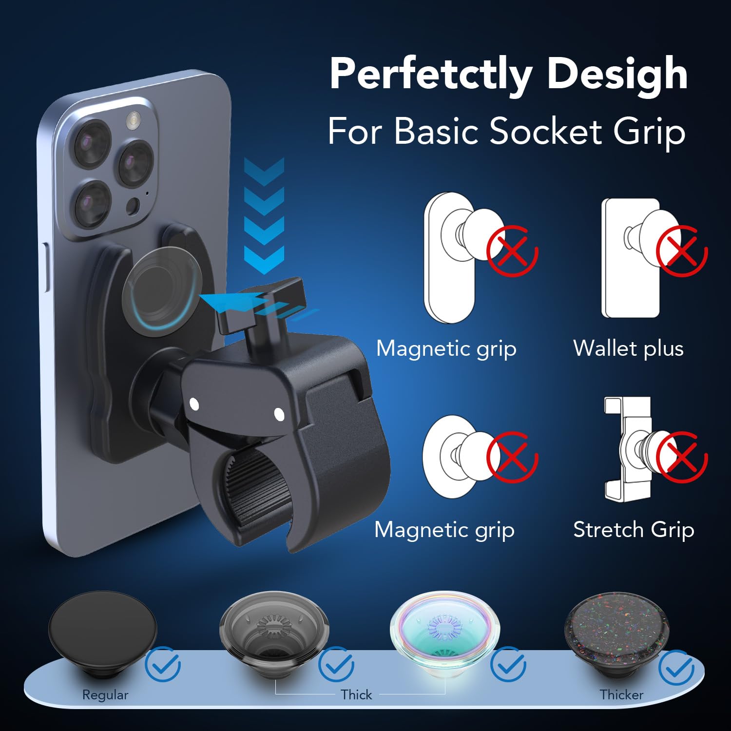 Jcbakc Socket Mount For Bikes, Motorcycles, Scooters,Treadmill Handlebar,Bike Phone Holder For Basic Socket,Compatible With Phon