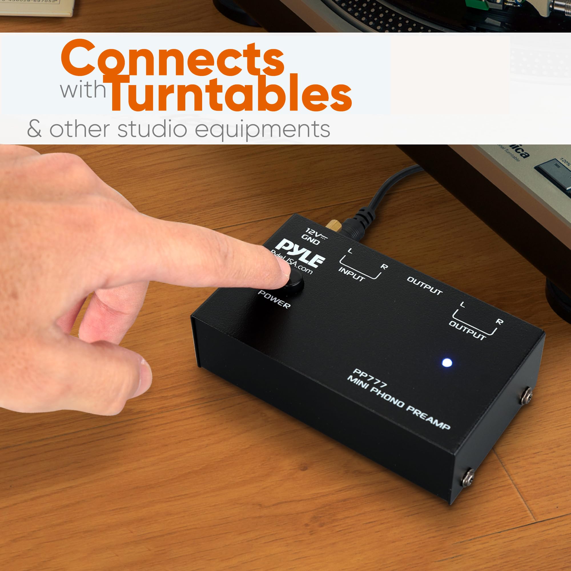 Pyle Mini Phono Turntable Preamp - Stereo Preamplifier With Rca Input/Output - Low Noise - Powered By 12V Dc Adapter - Ideal For