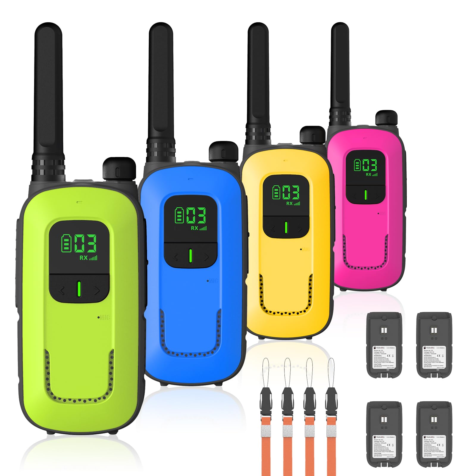 Radioddity Fs T3 Walkie Talkies For Adults Kids Long Range 4 Pack Rechargeable Walky Talky Frs Two Way Radio, 22 Channels Licens