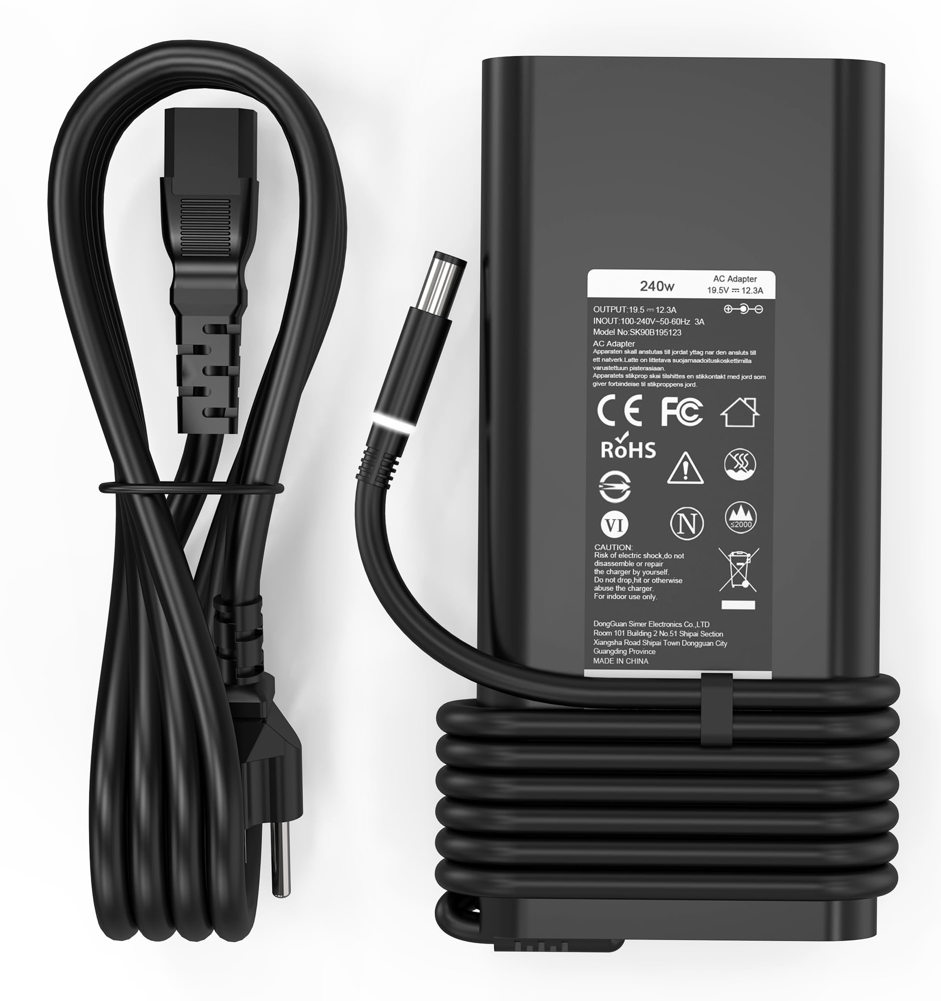 New Slim 240W 180W 19.5V 12.31A Ac Adapter For Dell Alienware 15 17 R1 R2 R3 R4 R5 M17X M18X X51 G3 G5 G7 Precision 7710 7730 7520 7540 M6800 M4300 Dell Alienware Laptop Charger Power Supply Cord